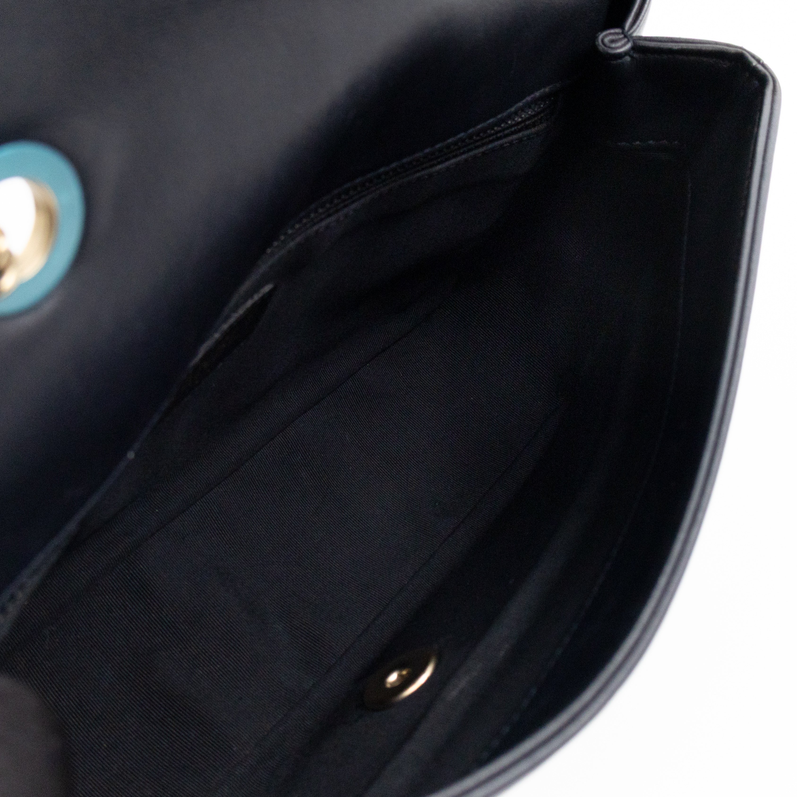 Graphic Medium Flap Bag Blue & Black Leather