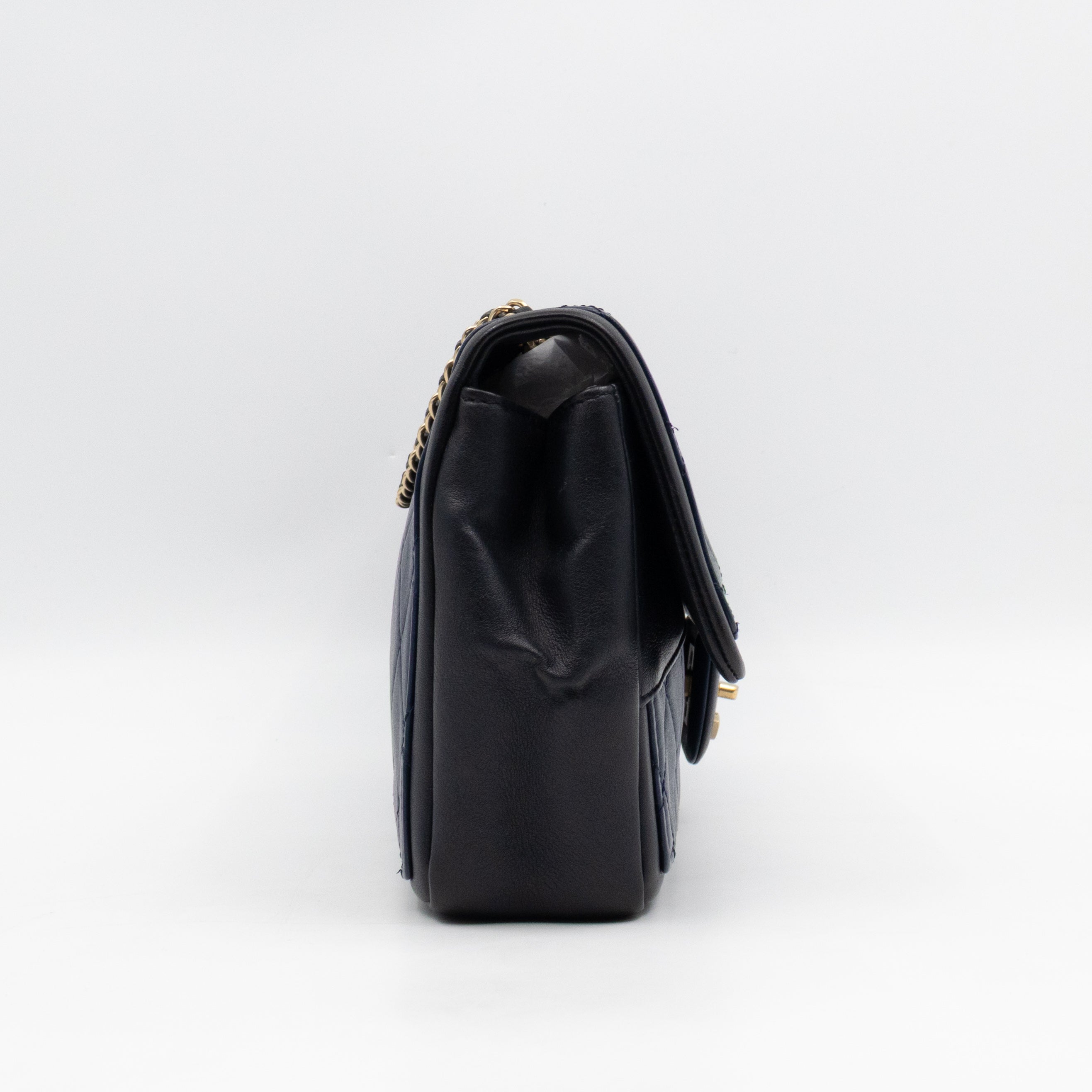 Graphic Medium Flap Bag Blue & Black Leather