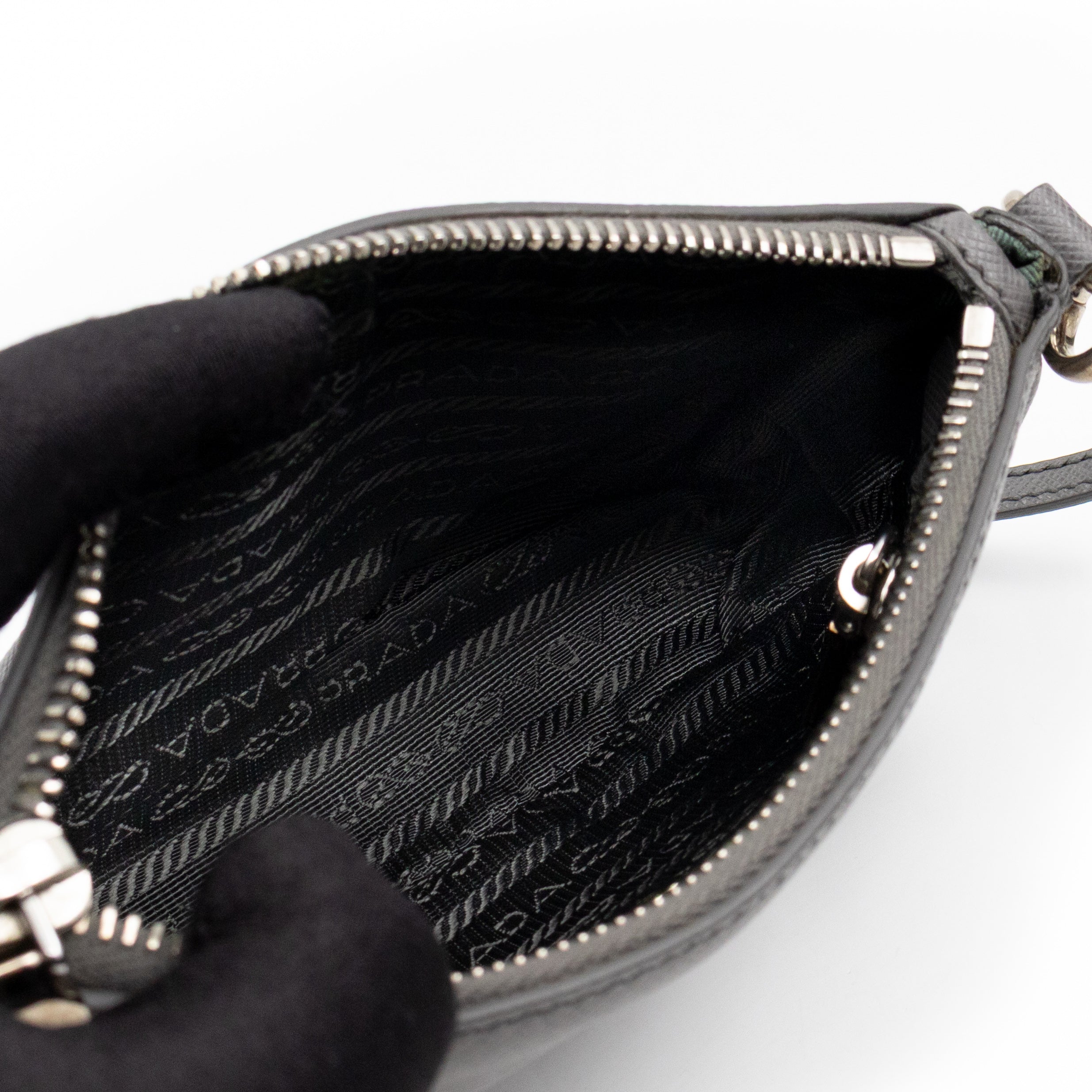 Small Pouch Grey Saffiano Leather