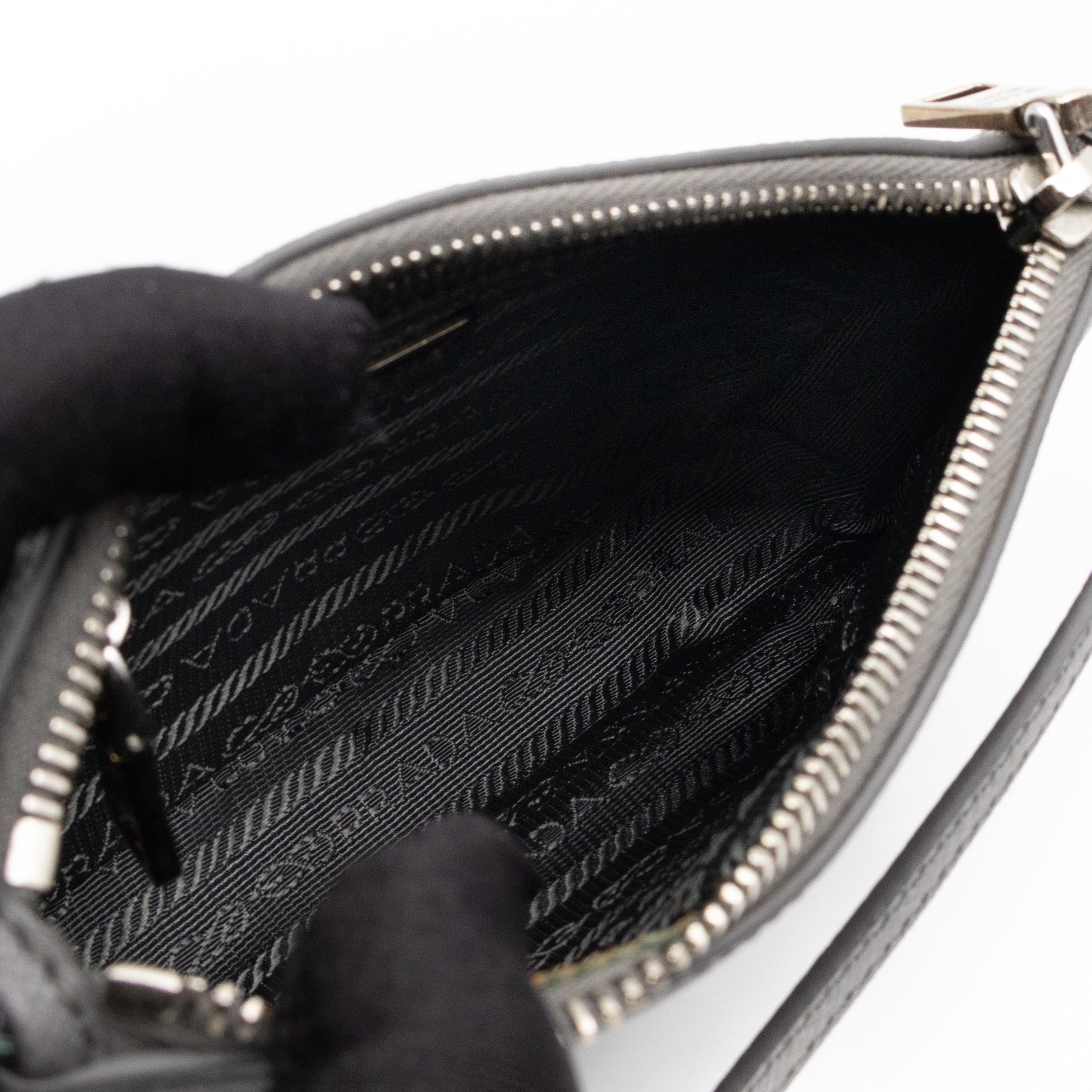 Small Pouch Grey Saffiano Leather