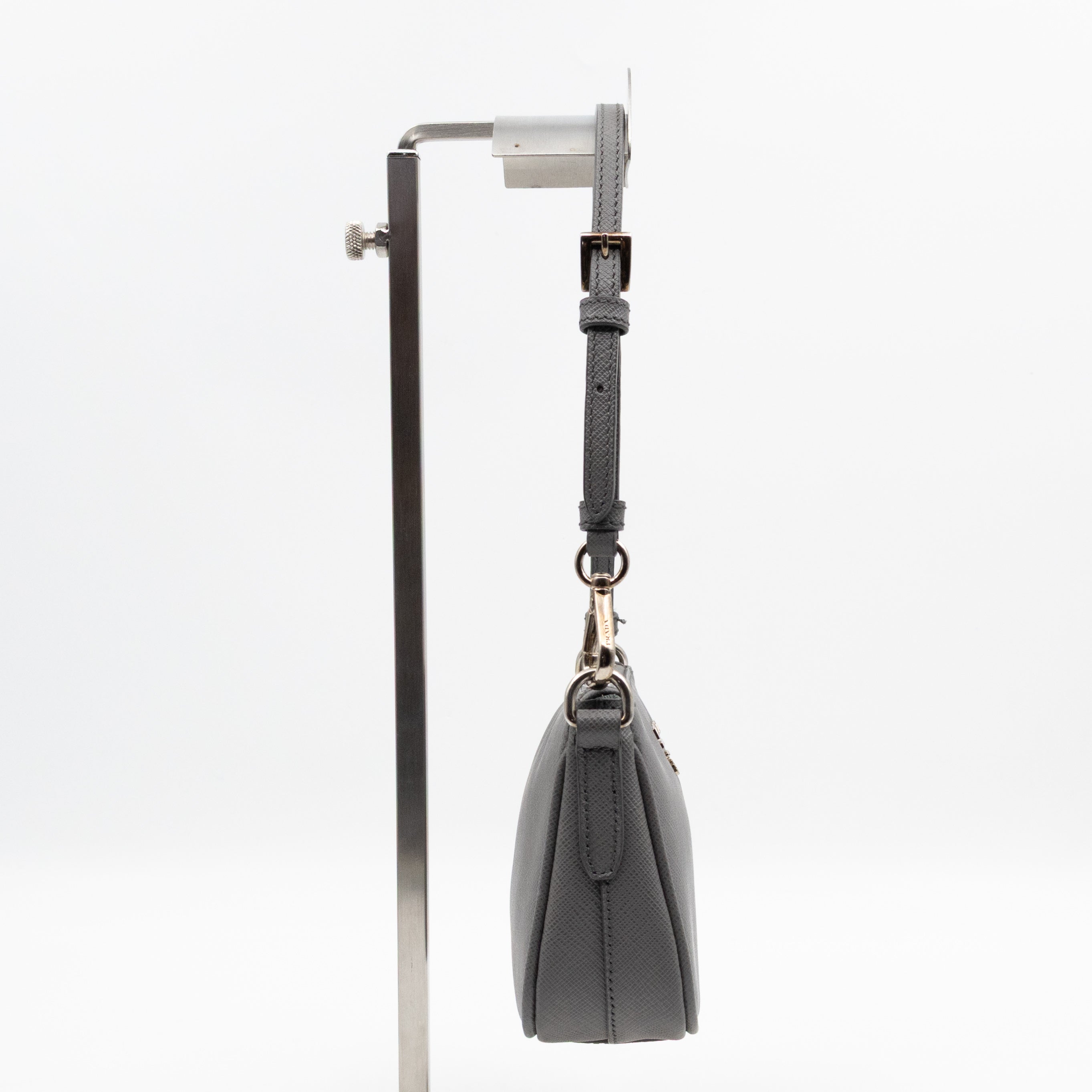 Small Pouch Grey Saffiano Leather