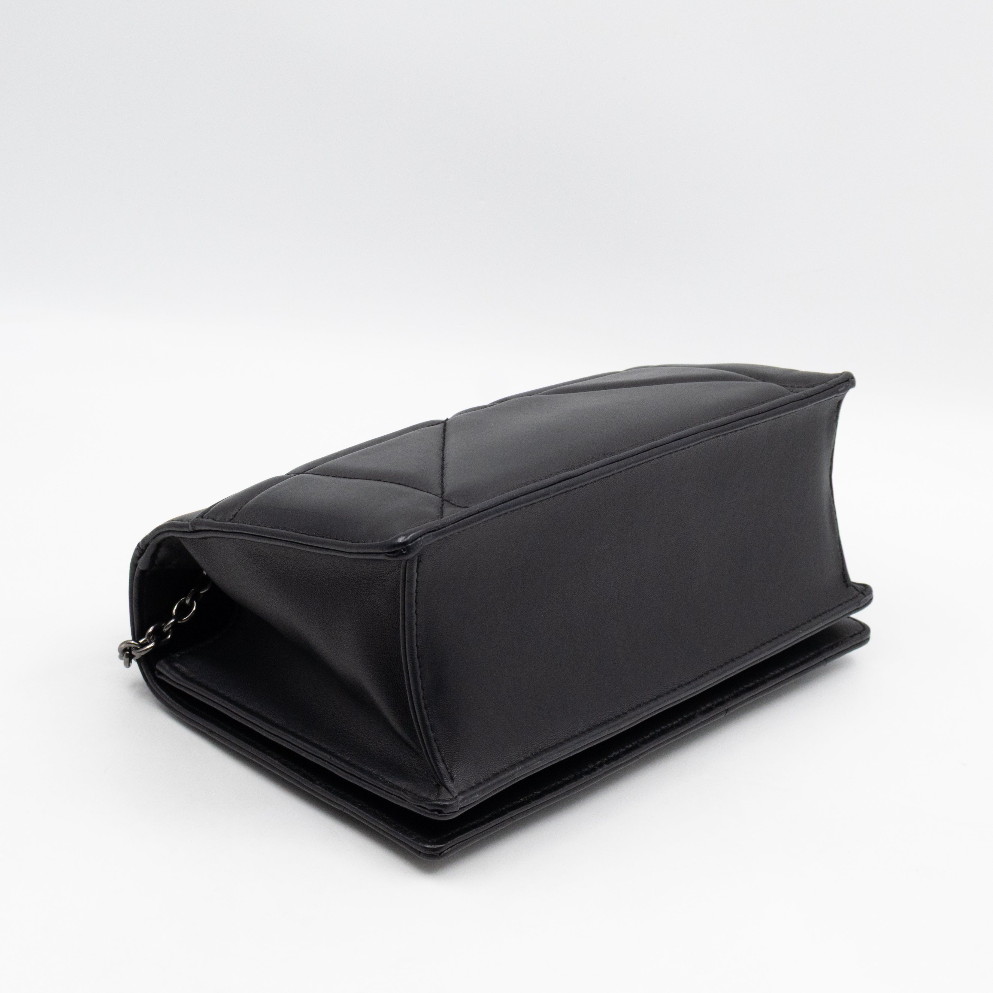 30 Montaigne Top Handle Bag Maxi Cannage Black Leather