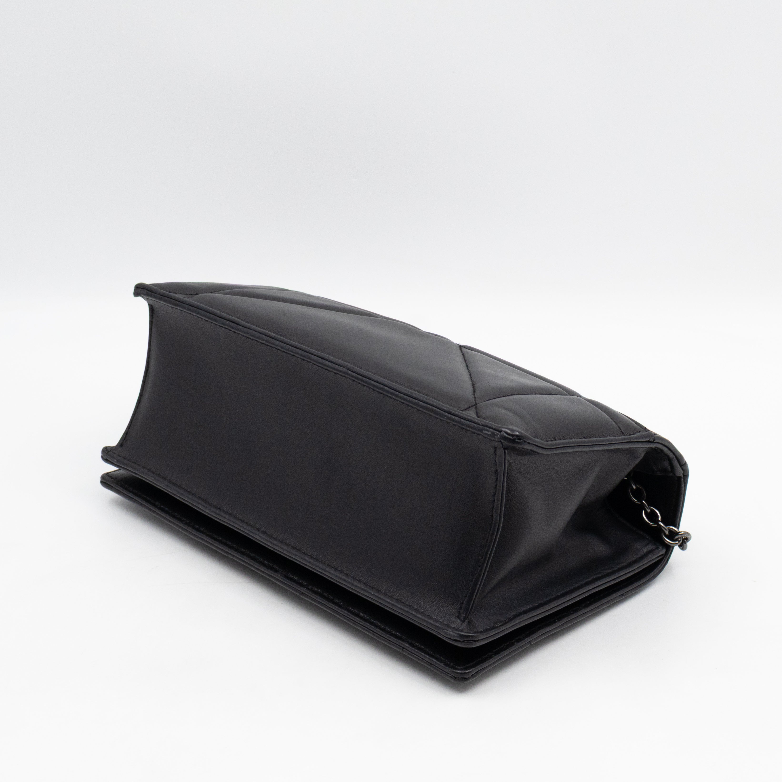 30 Montaigne Top Handle Bag Maxi Cannage Black Leather