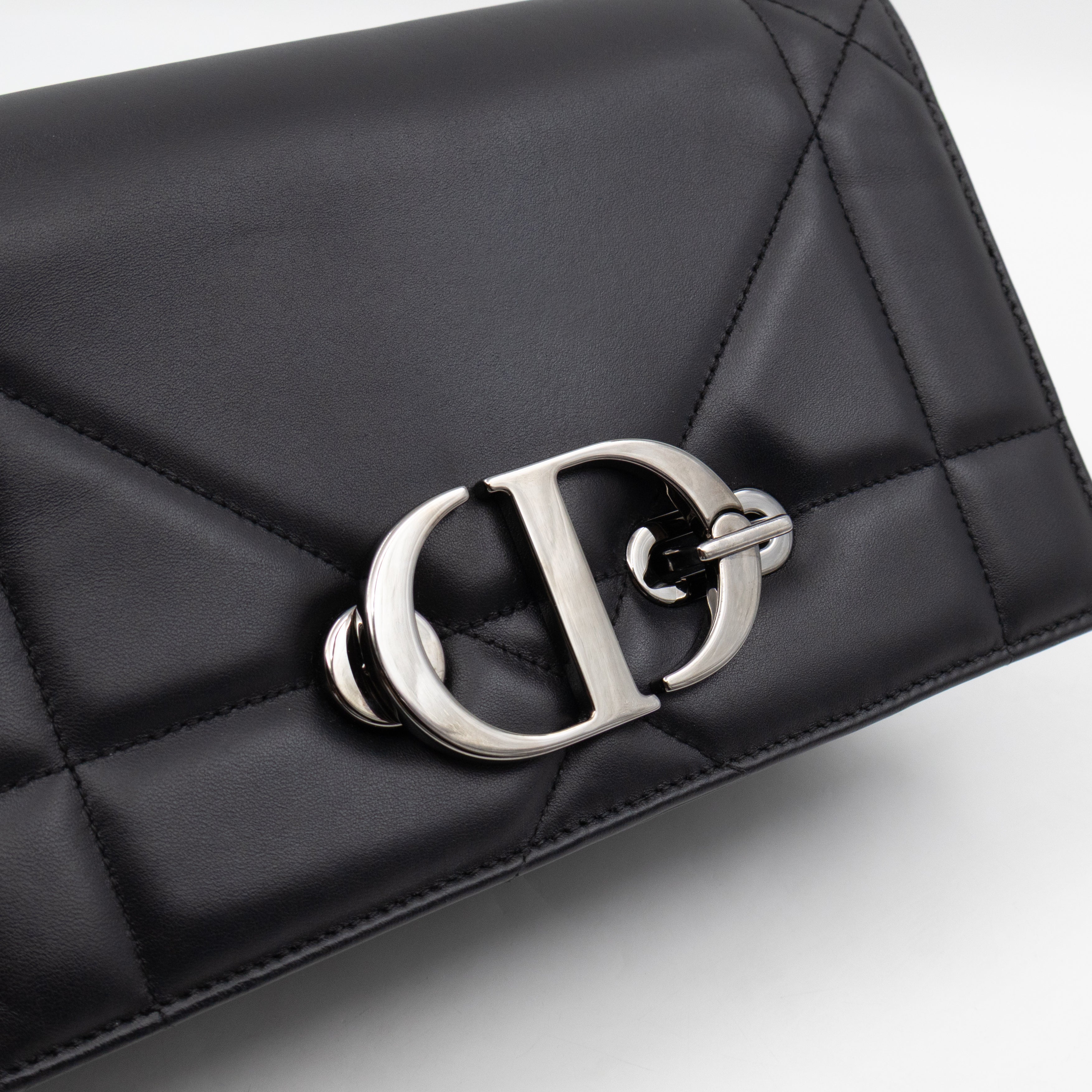 30 Montaigne Top Handle Bag Maxi Cannage Black Leather