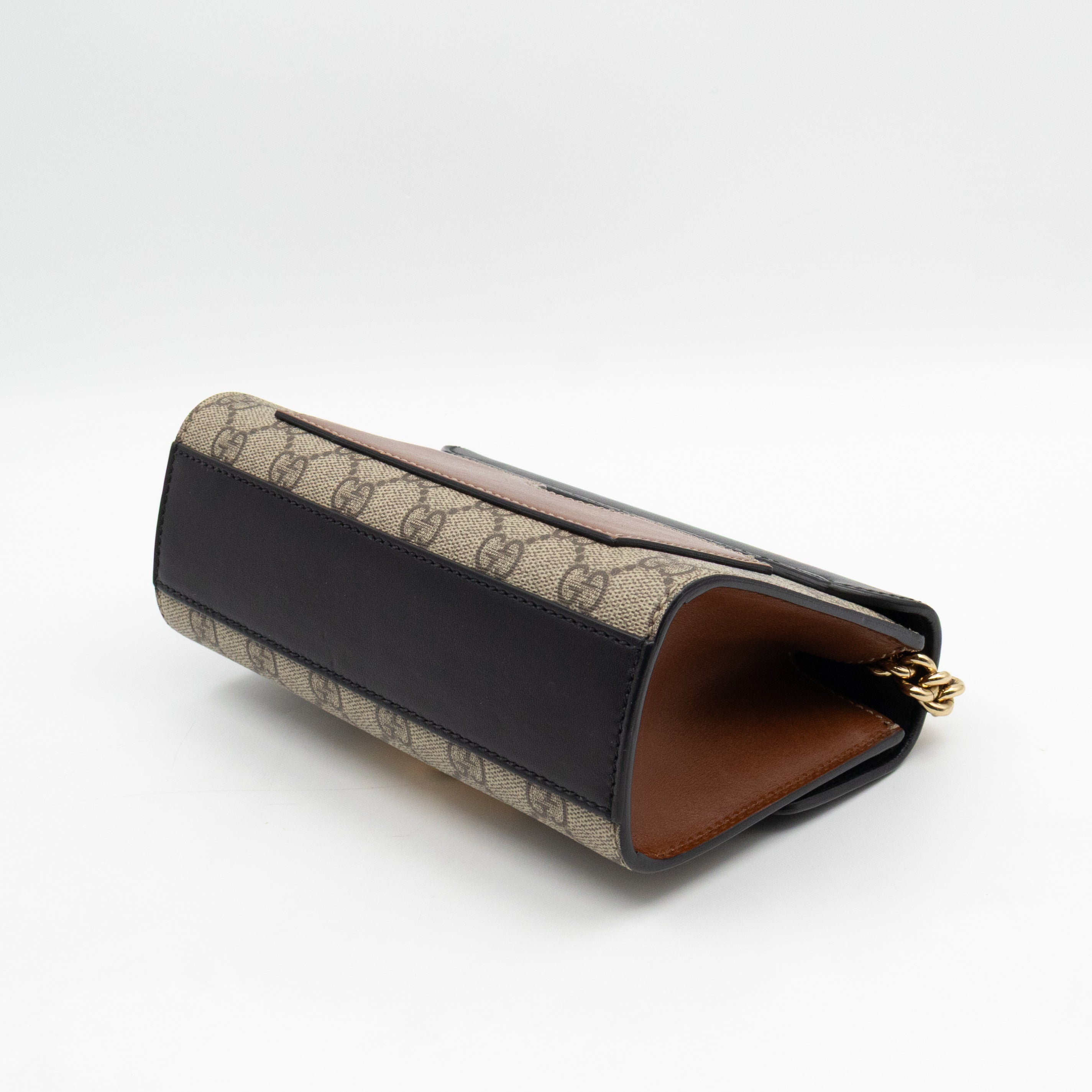 Padlock Flap Bag Small GG Supreme Black Leather