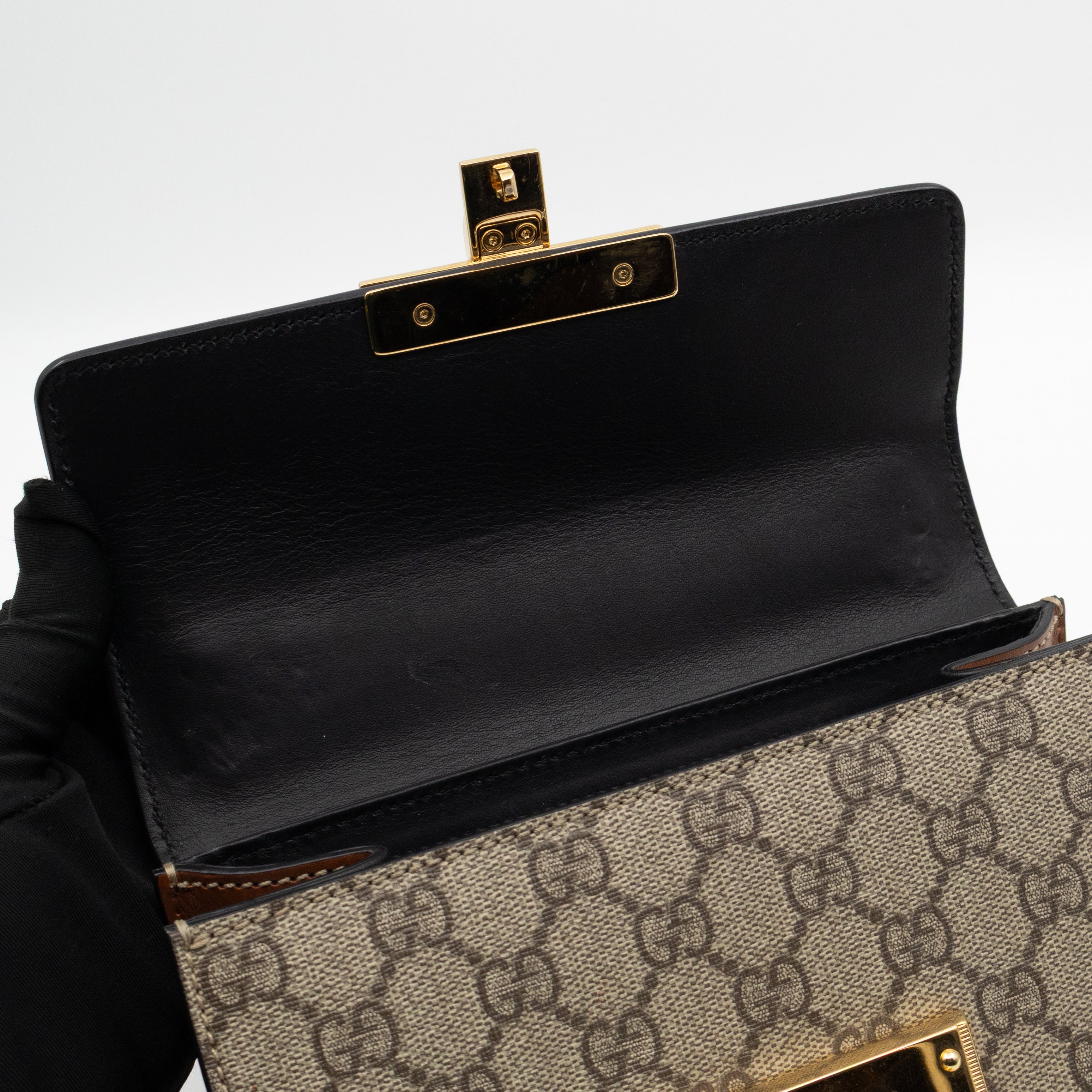 Padlock Flap Bag Small GG Supreme Black Leather