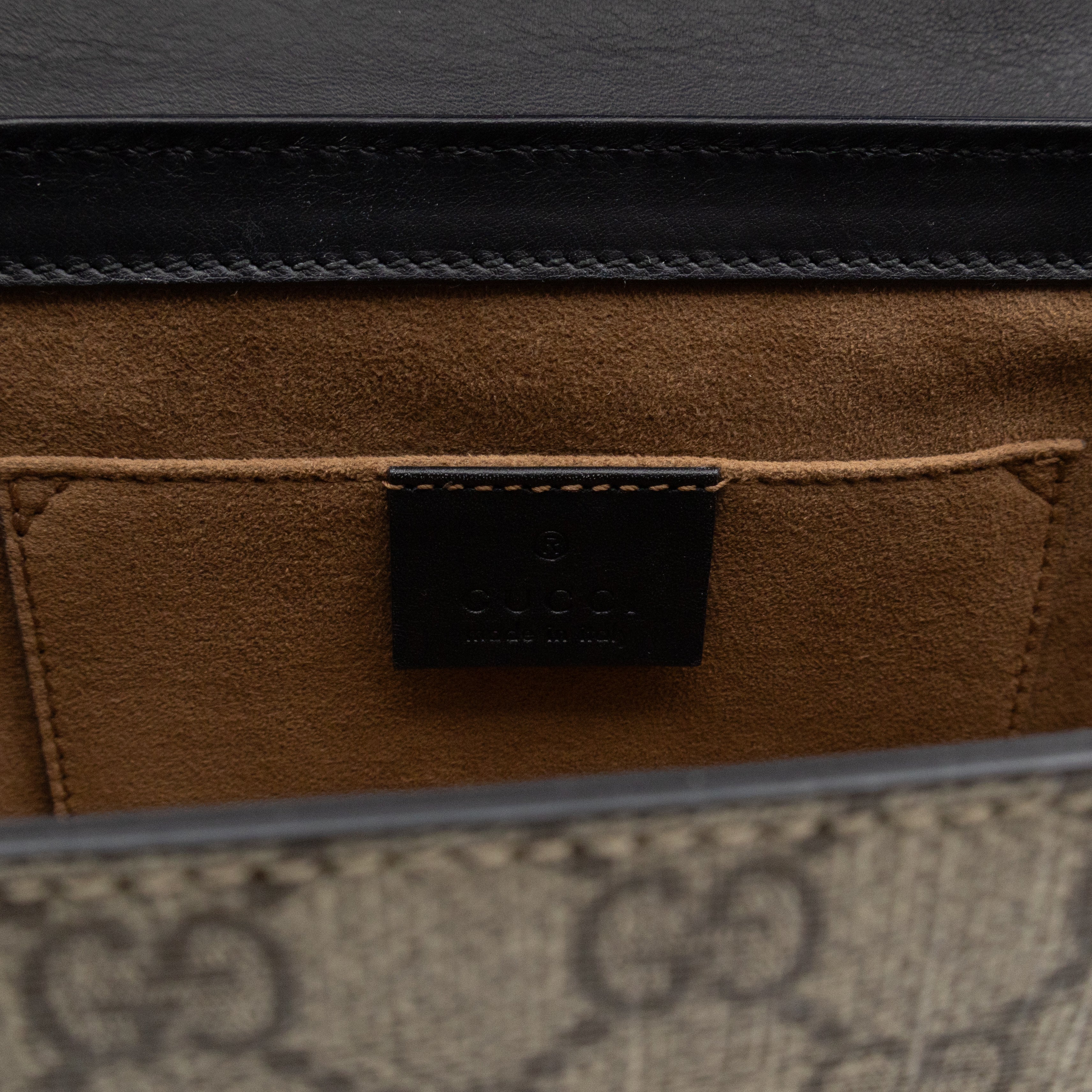 Padlock Flap Bag Small GG Supreme Black Leather