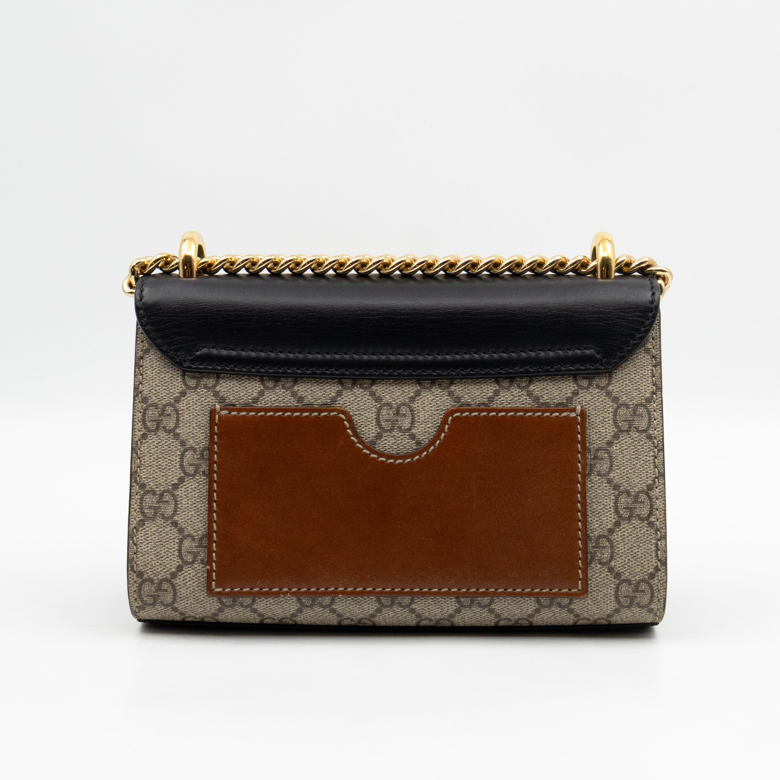 Padlock Flap Bag Small GG Supreme Black Leather