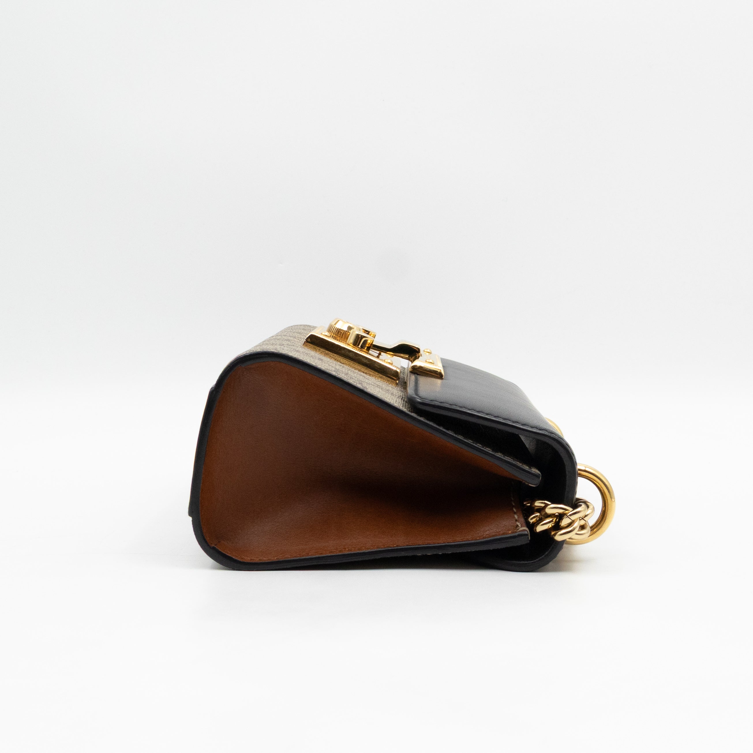 Padlock Flap Bag Small GG Supreme Black Leather