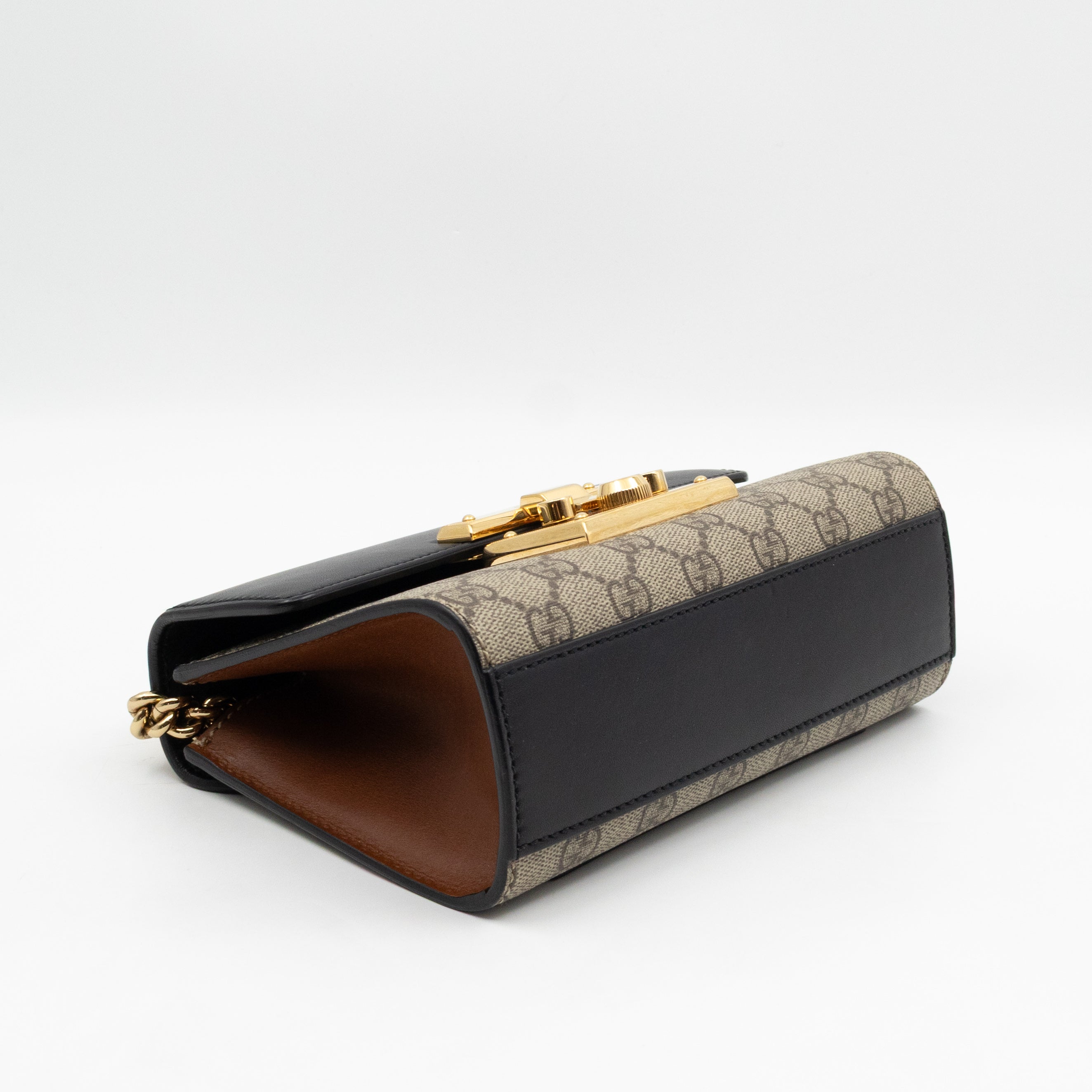 Padlock Flap Bag Small GG Supreme Black Leather