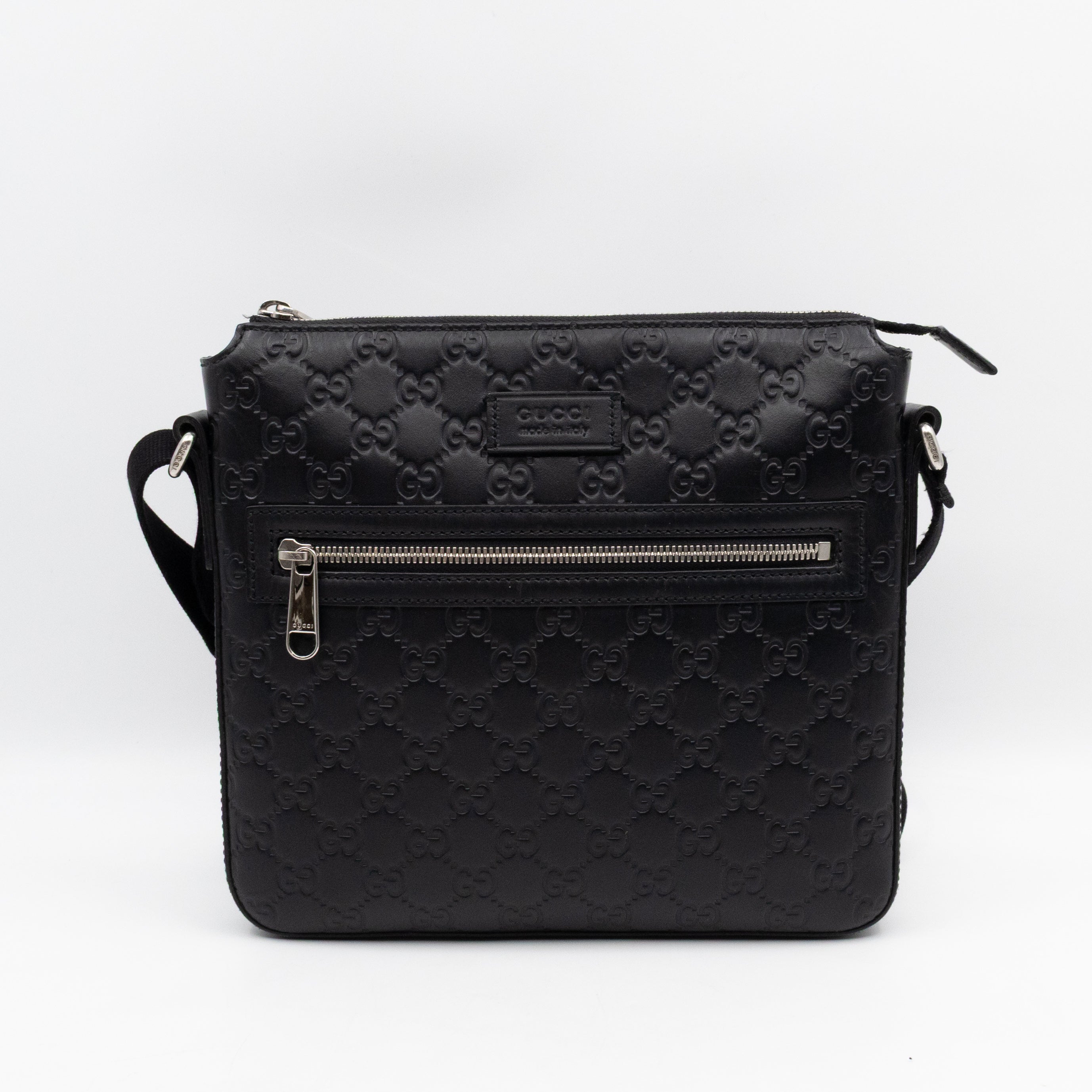 Small Messenger Black Guccissima Leather