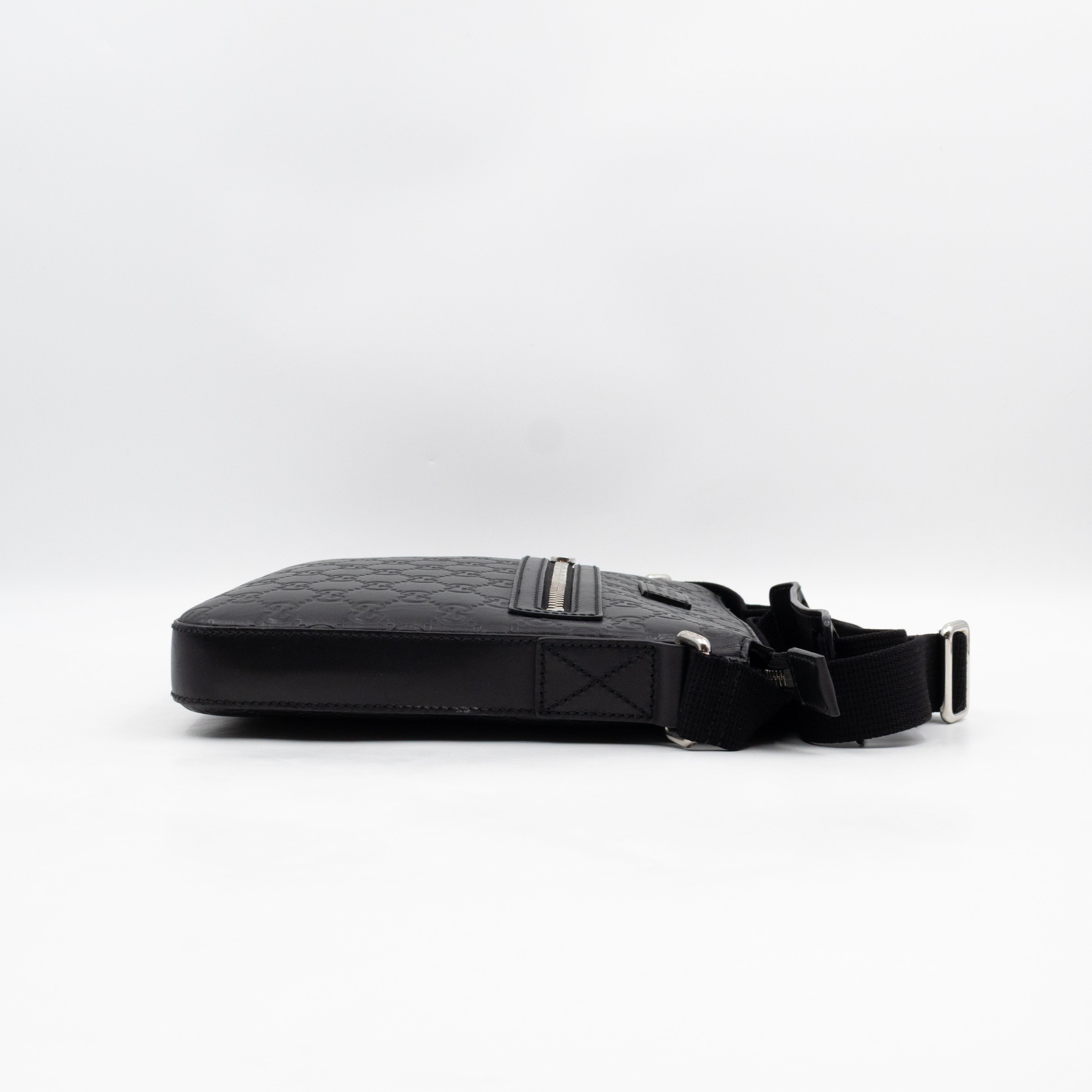 Small Messenger Black Guccissima Leather
