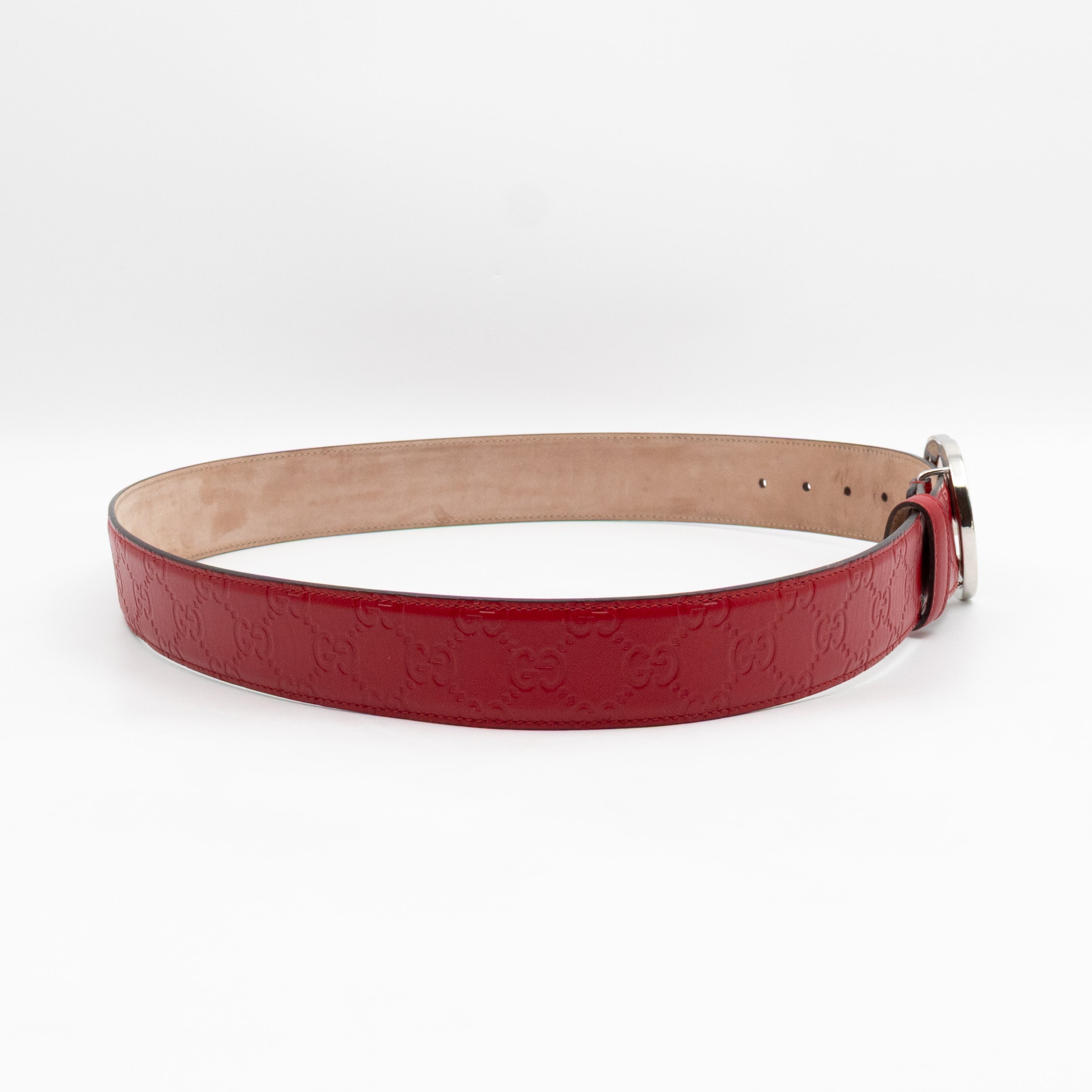 Interlocking G Buckle Belt Red Gucci Signature Leather 95 cm