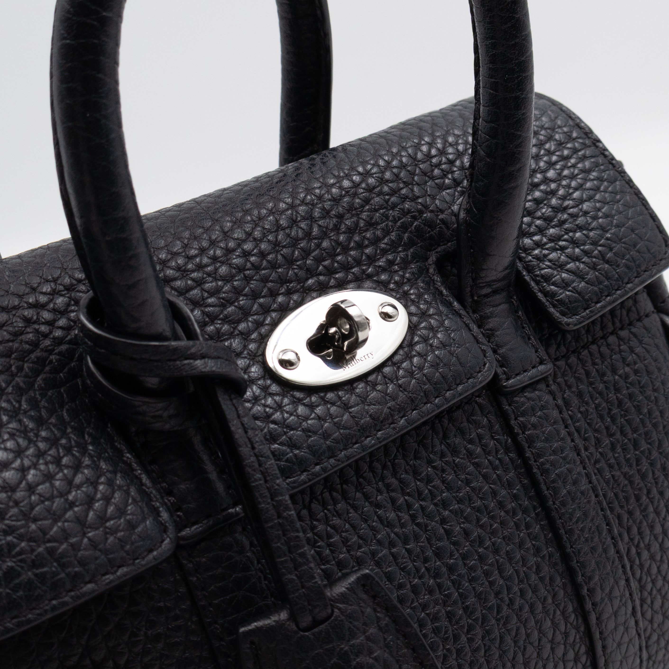 Mini Bayswater Black Grain Leather
