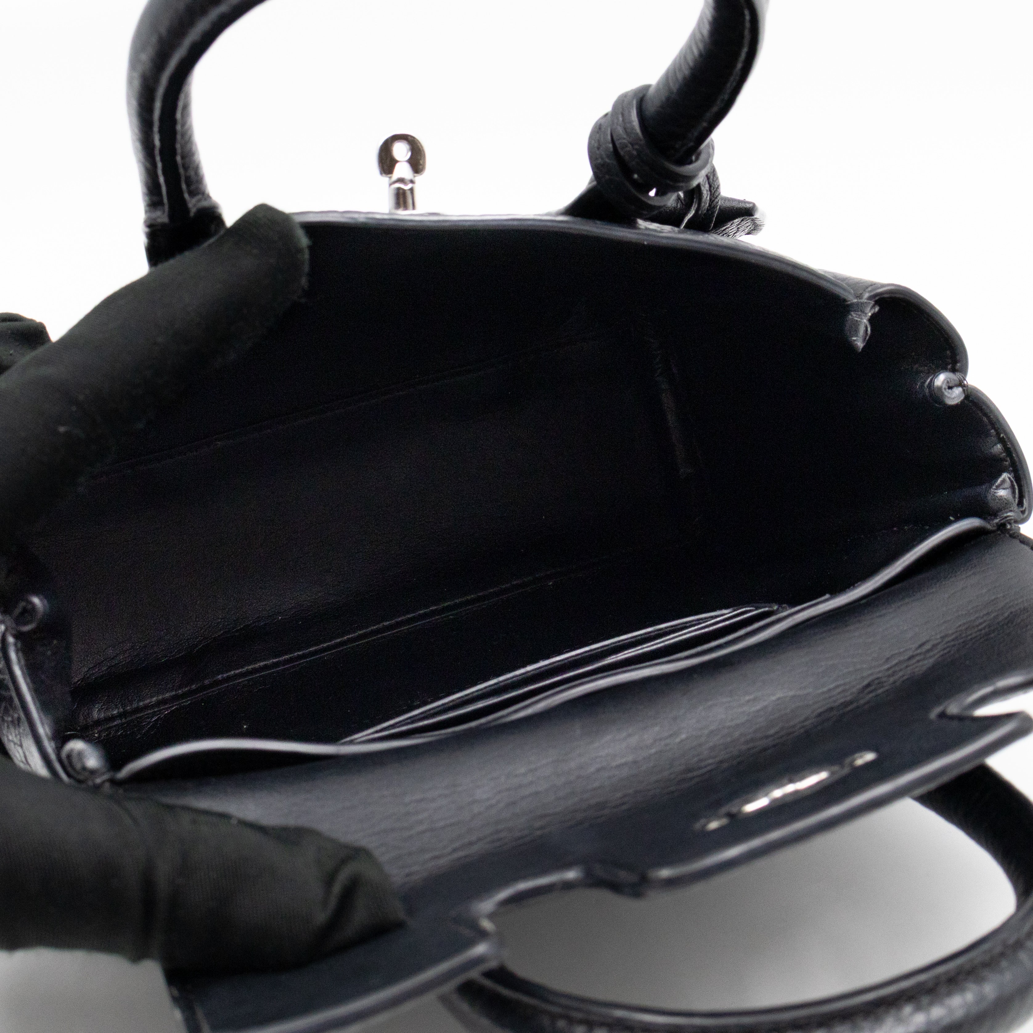 Mini Bayswater Black Grain Leather