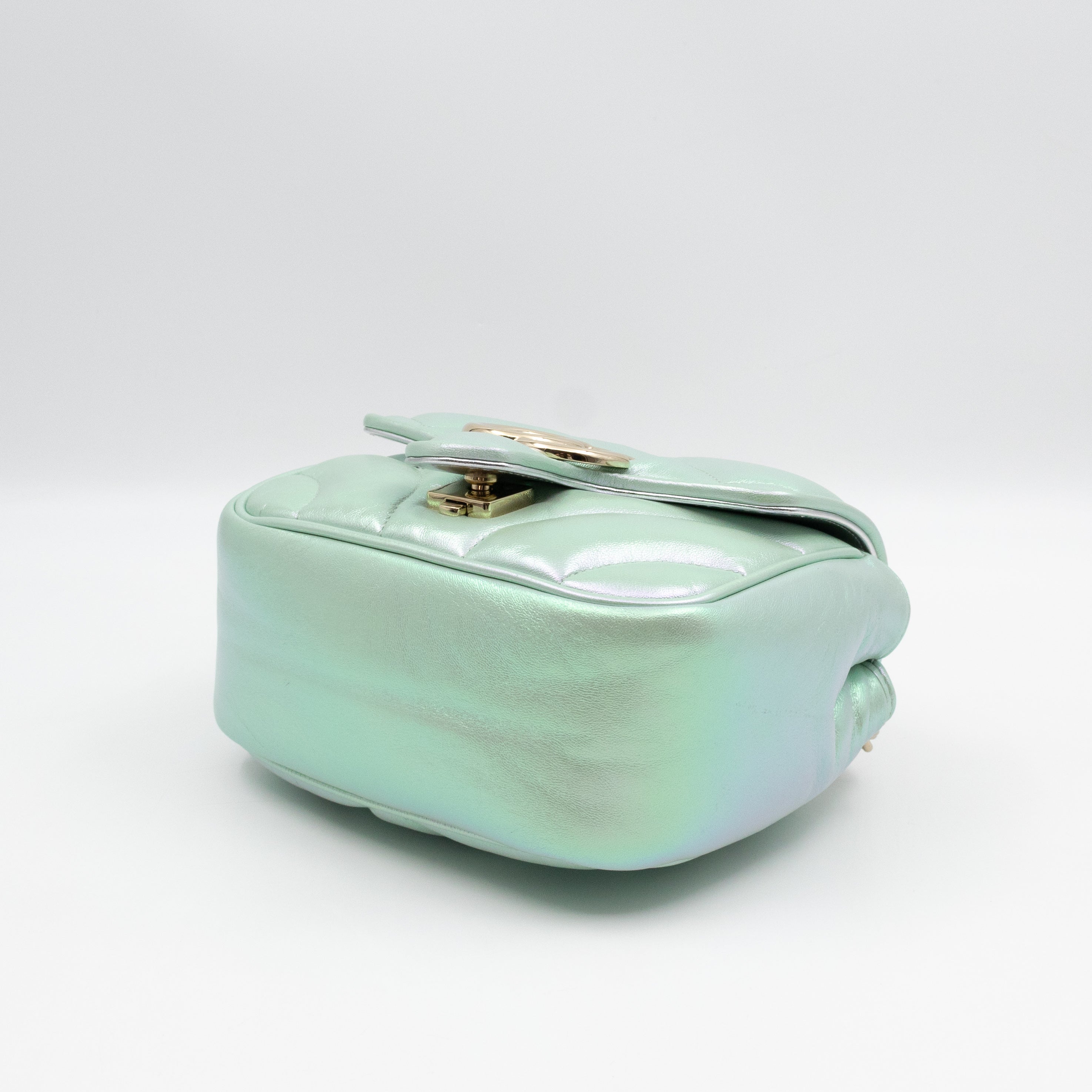 GG Marmont Mini Flap Bag Green Iridescent