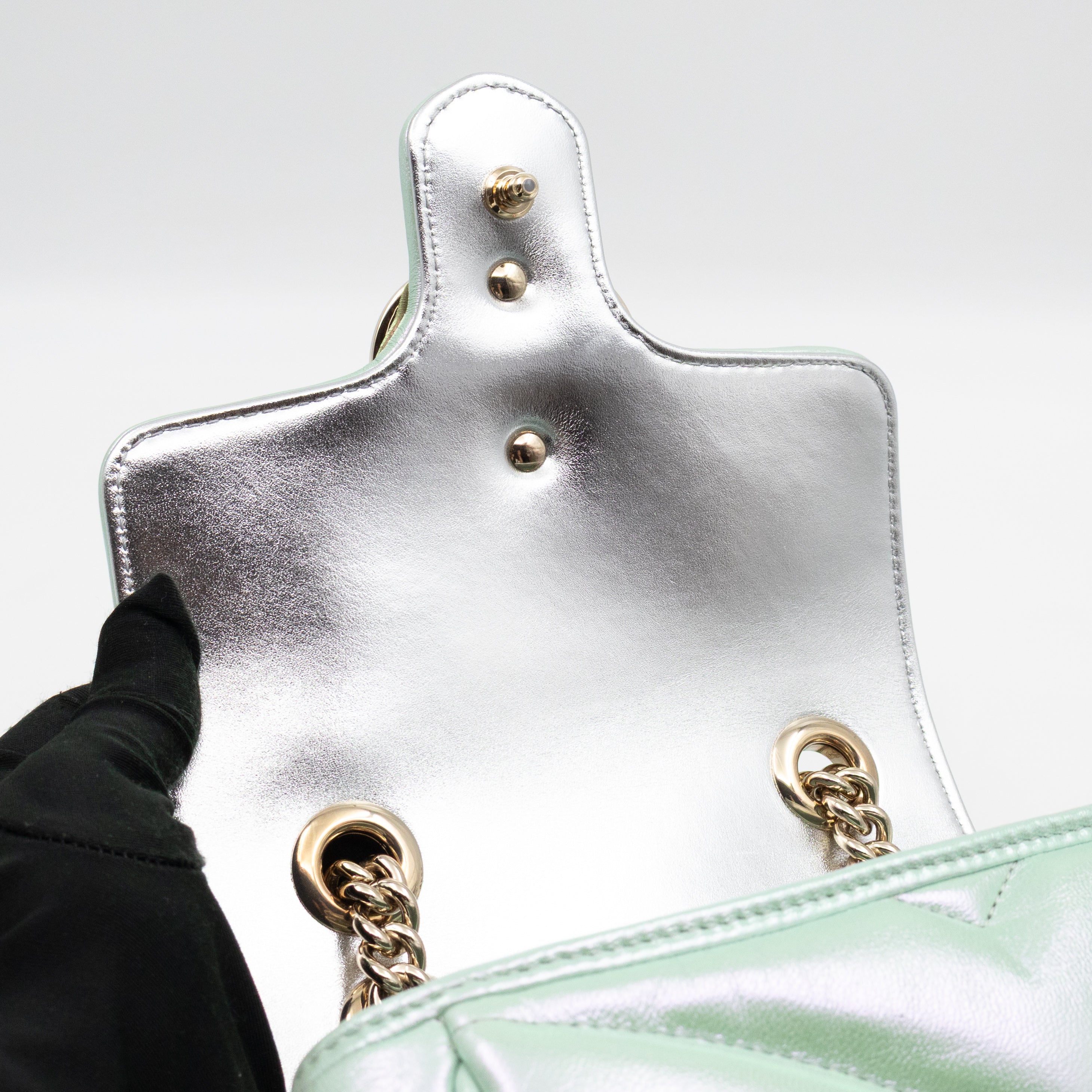 GG Marmont Mini Flap Bag Green Iridescent
