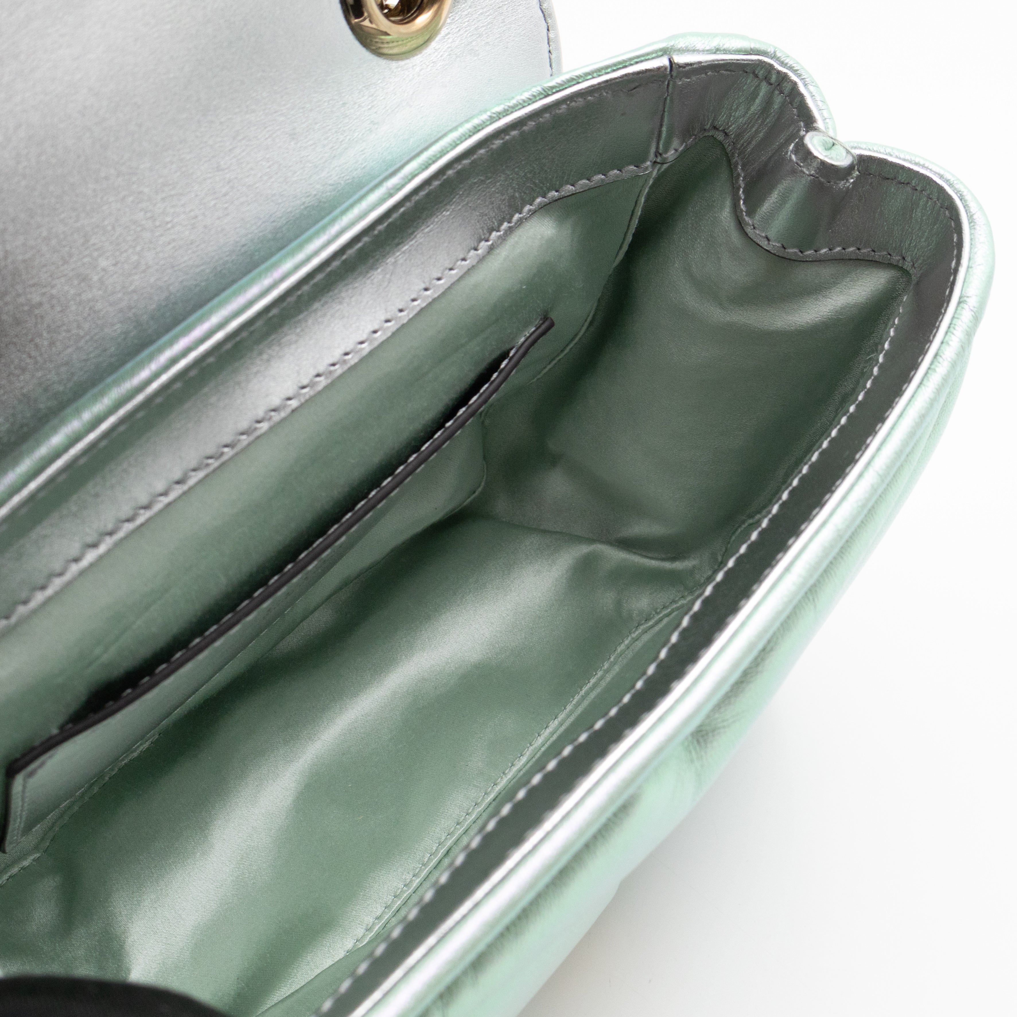 GG Marmont Mini Flap Bag Green Iridescent