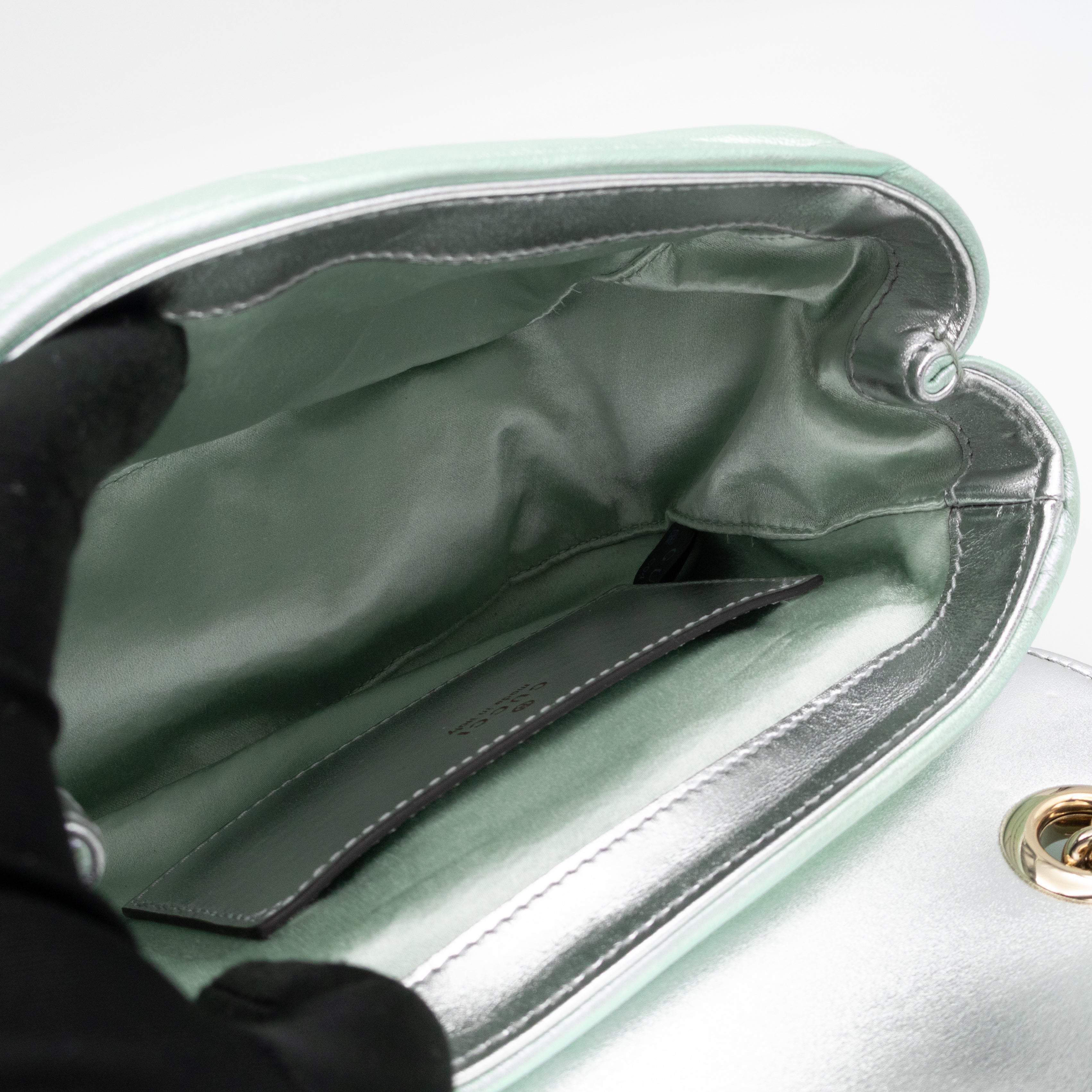 GG Marmont Mini Flap Bag Green Iridescent