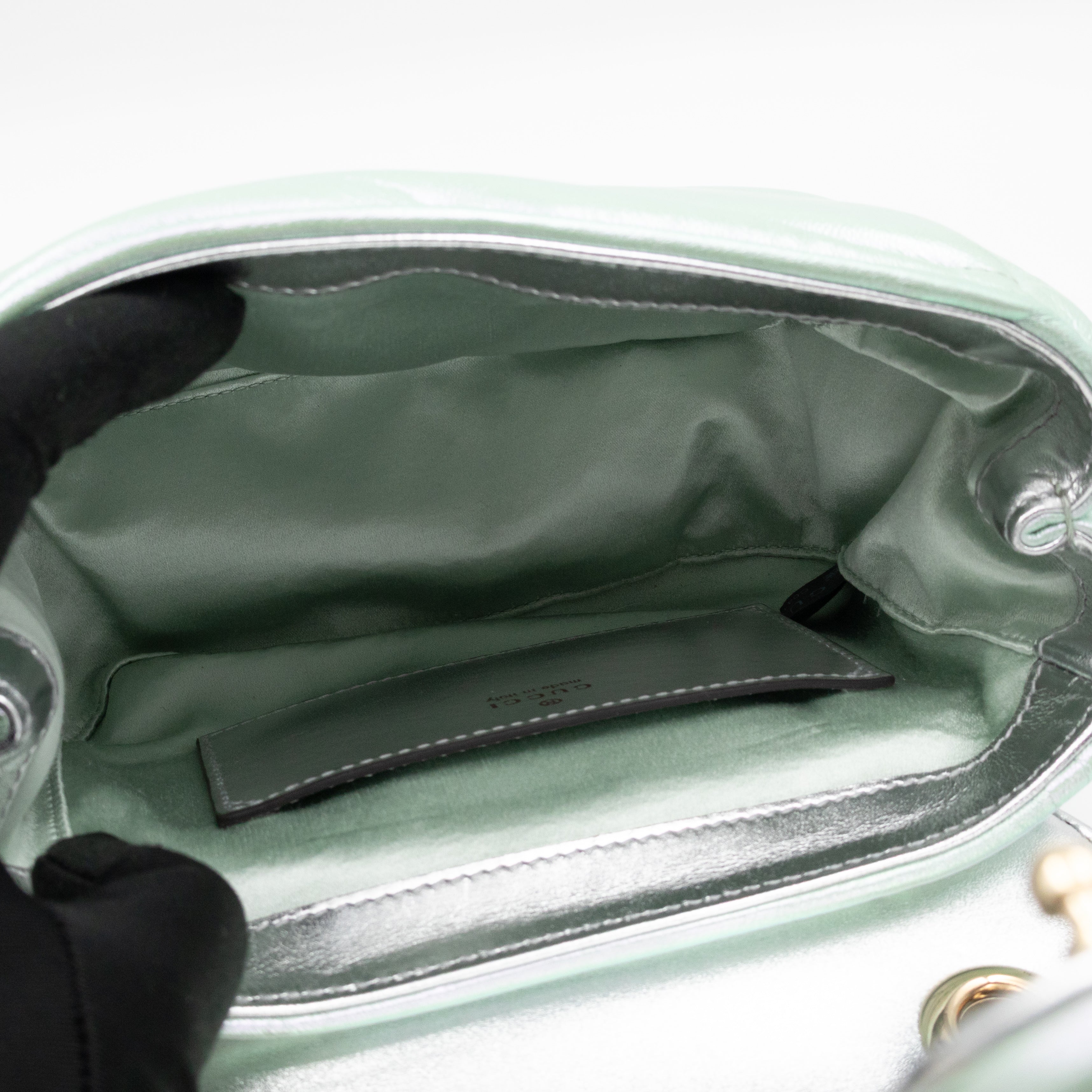 GG Marmont Mini Flap Bag Green Iridescent