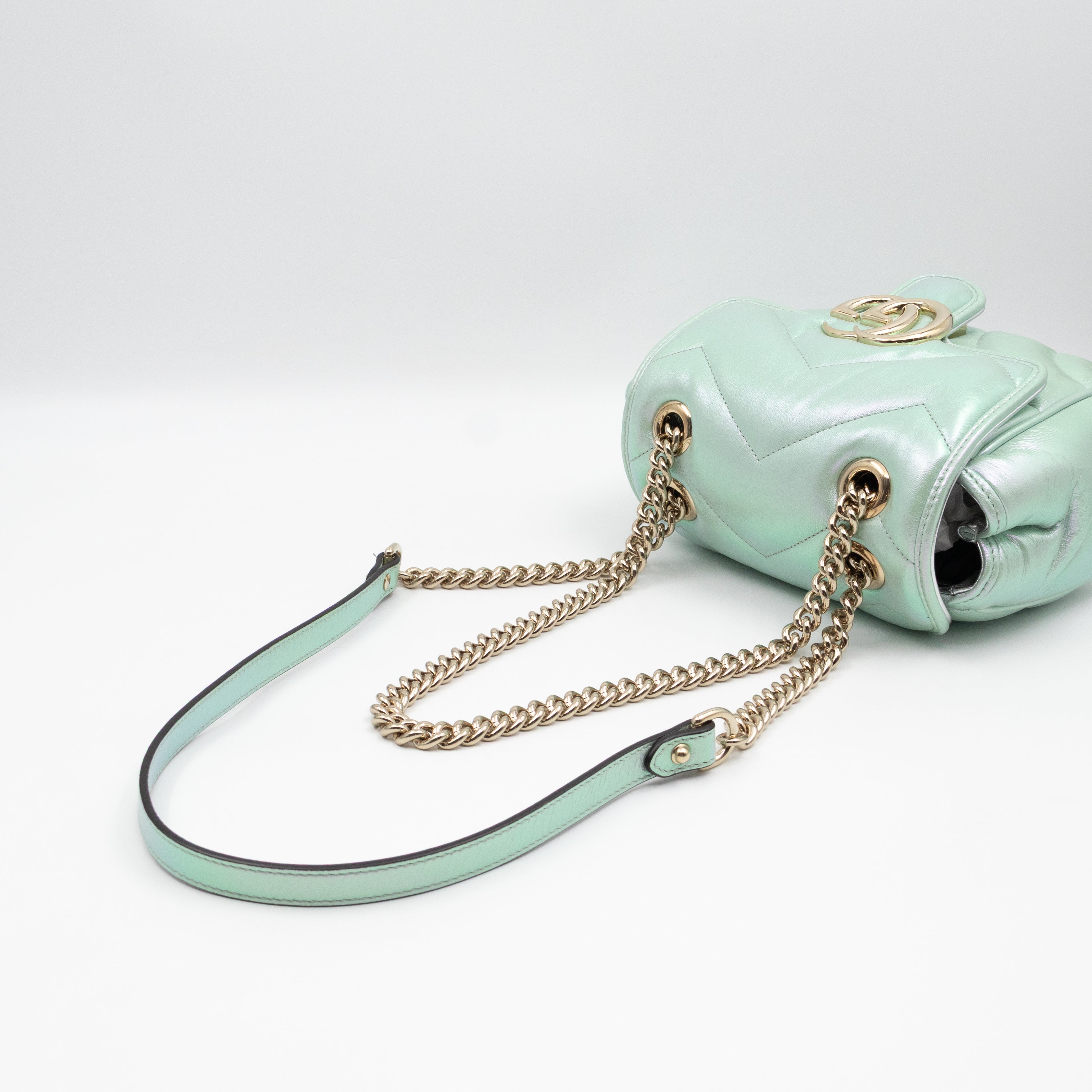 GG Marmont Mini Flap Bag Green Iridescent