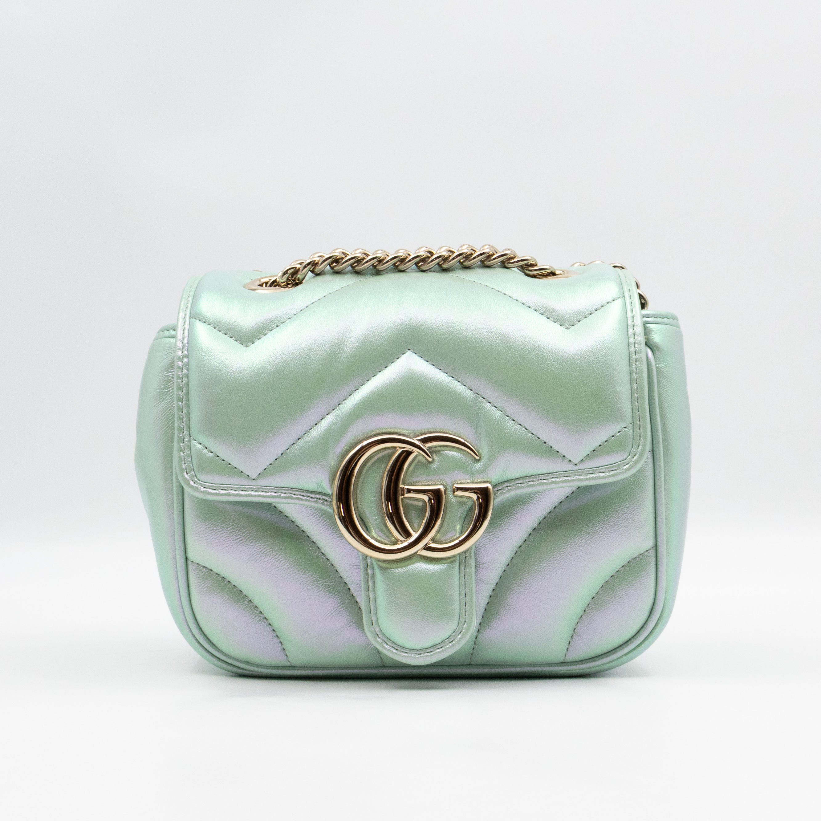 GG Marmont Mini Flap Bag Green Iridescent