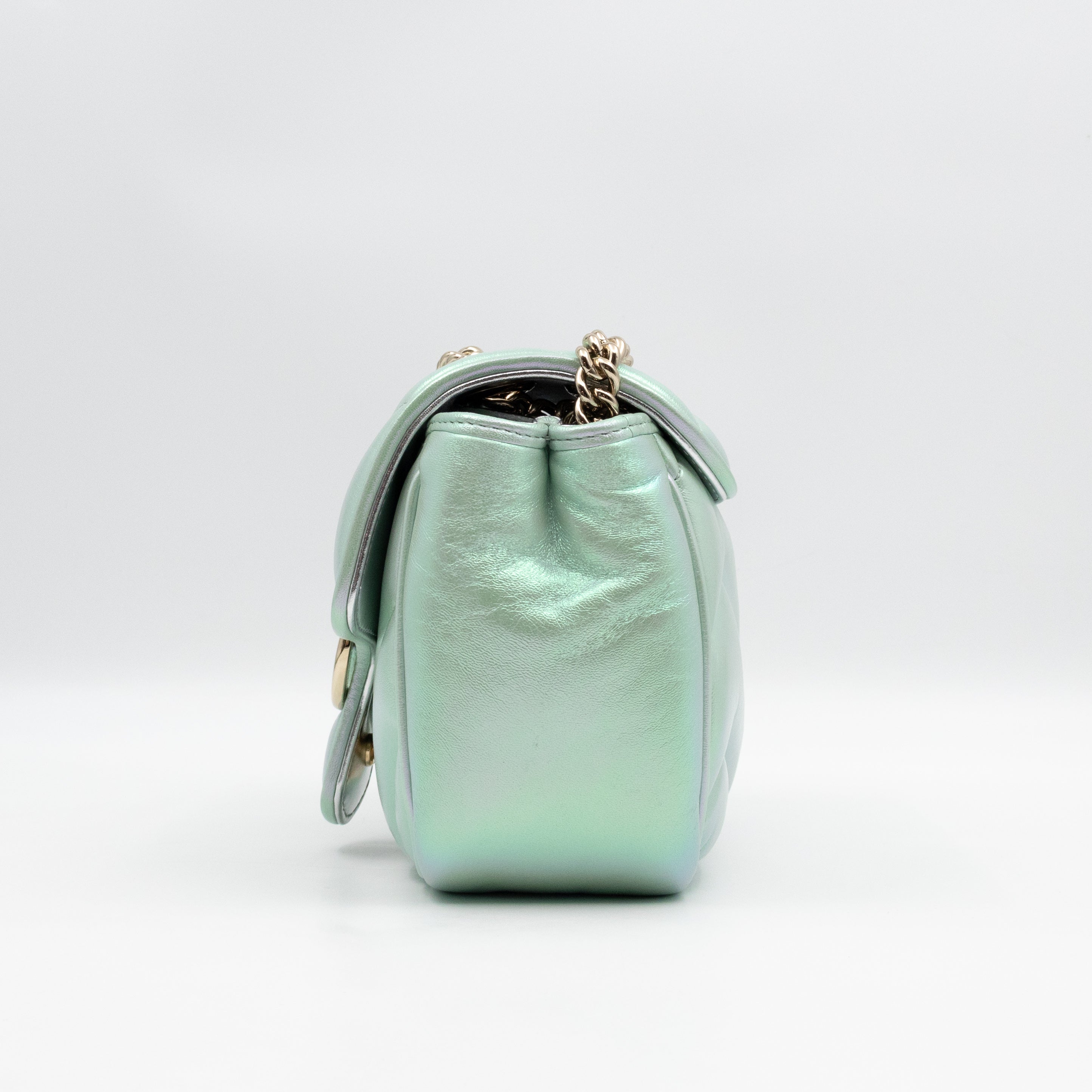 GG Marmont Mini Flap Bag Green Iridescent