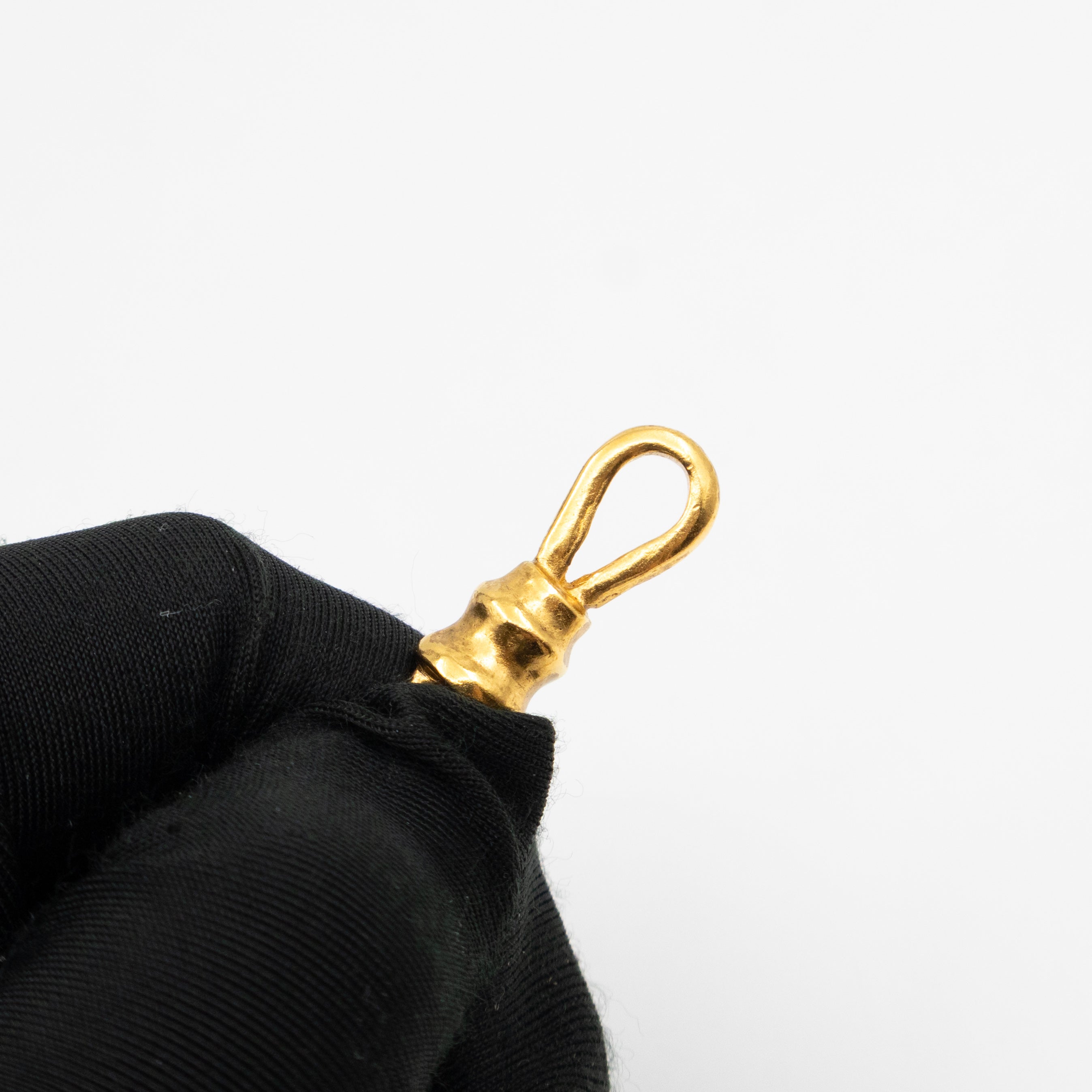 Vintage CC Fretwork Dangle Necklace Gold