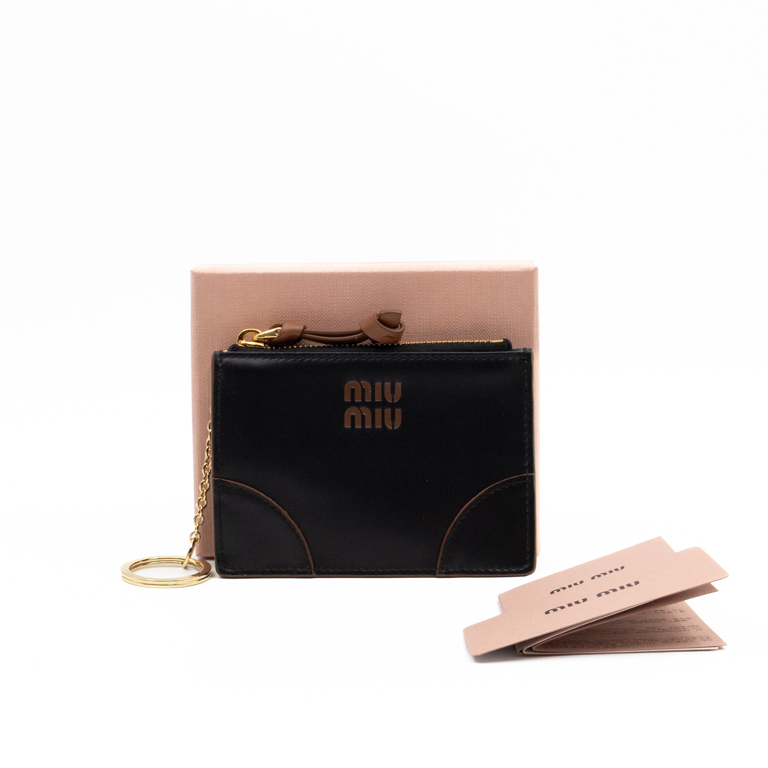 Zipped Card Holder Black Leather