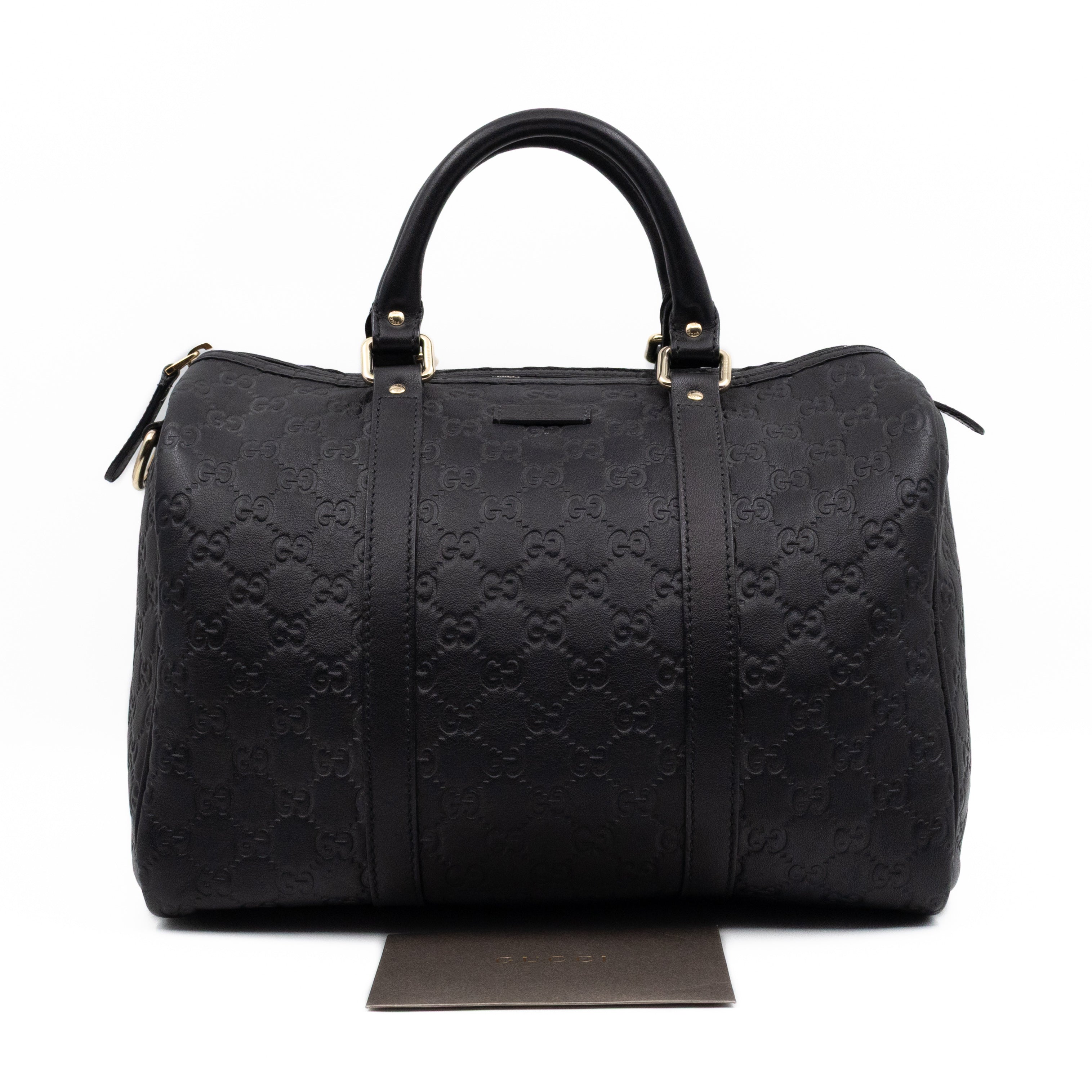 Medium Boston Bag Black Guccissima Leather
