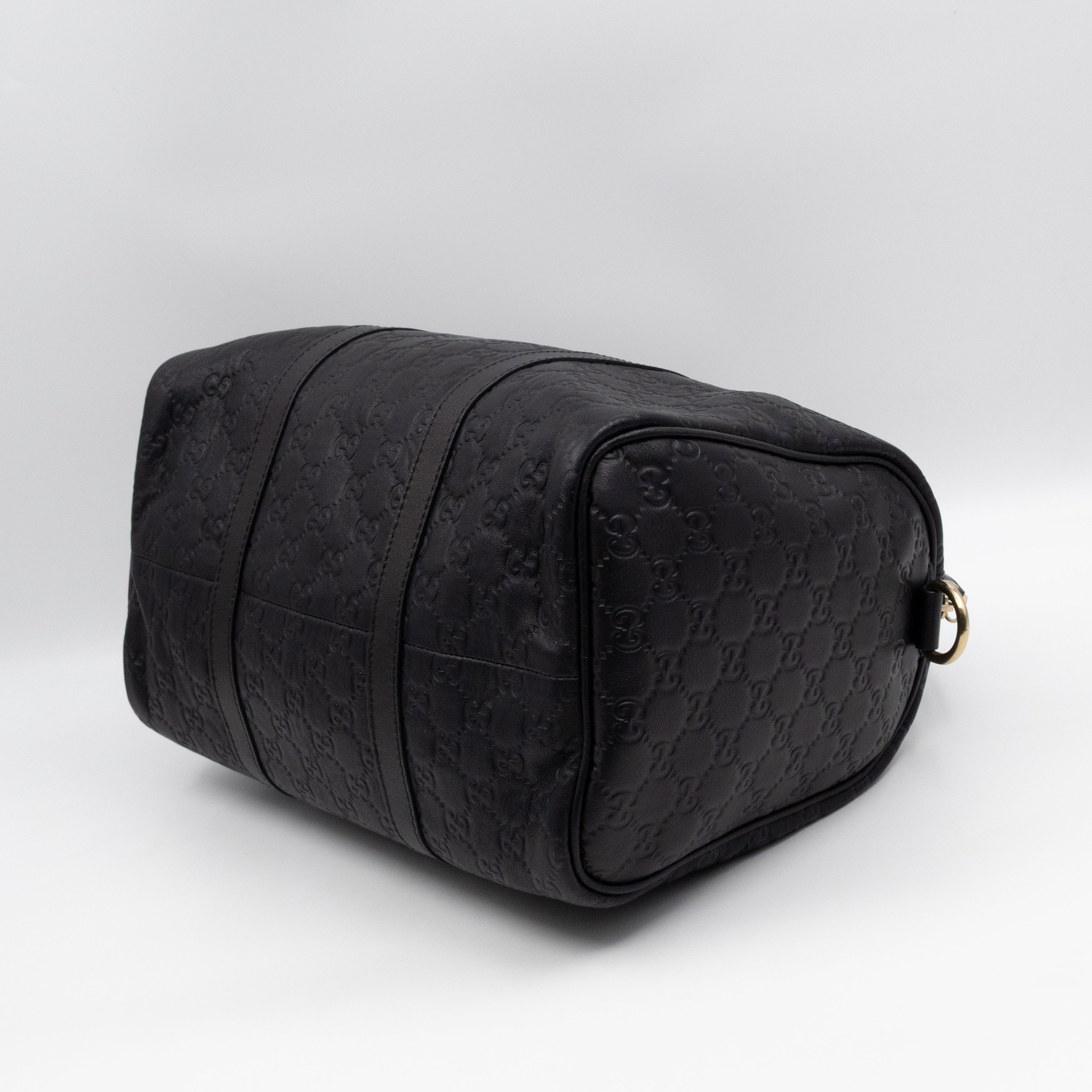 Medium Boston Bag Black Guccissima Leather