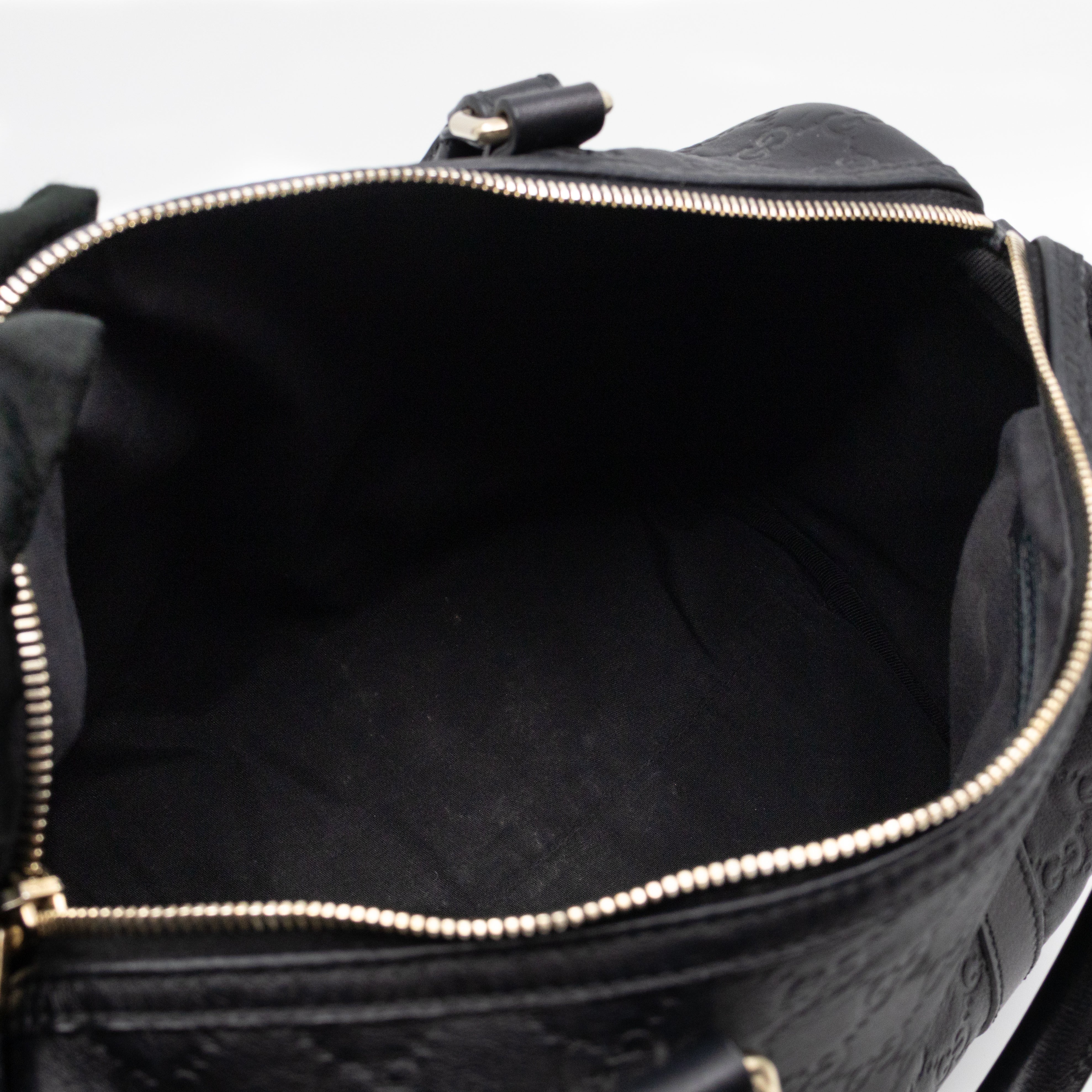 Medium Boston Bag Black Guccissima Leather