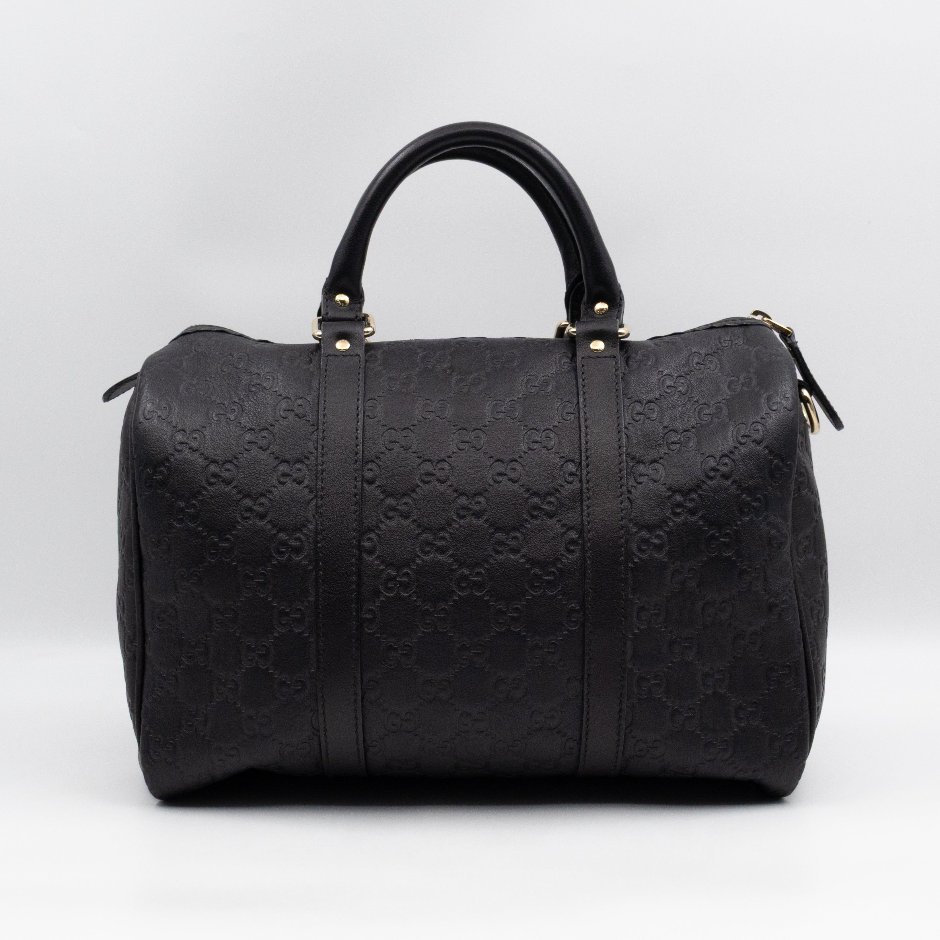 Medium Boston Bag Black Guccissima Leather