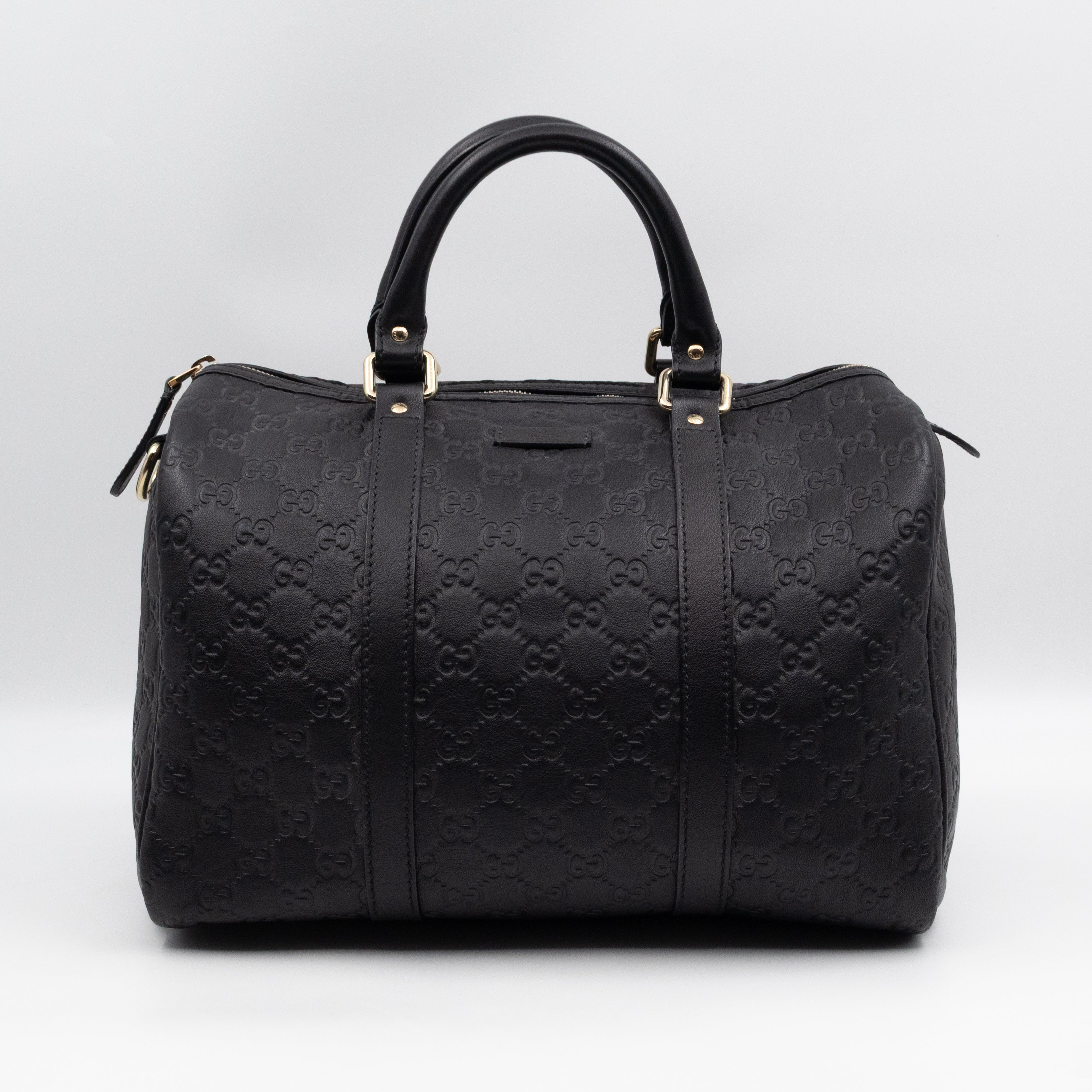 Medium Boston Bag Black Guccissima Leather