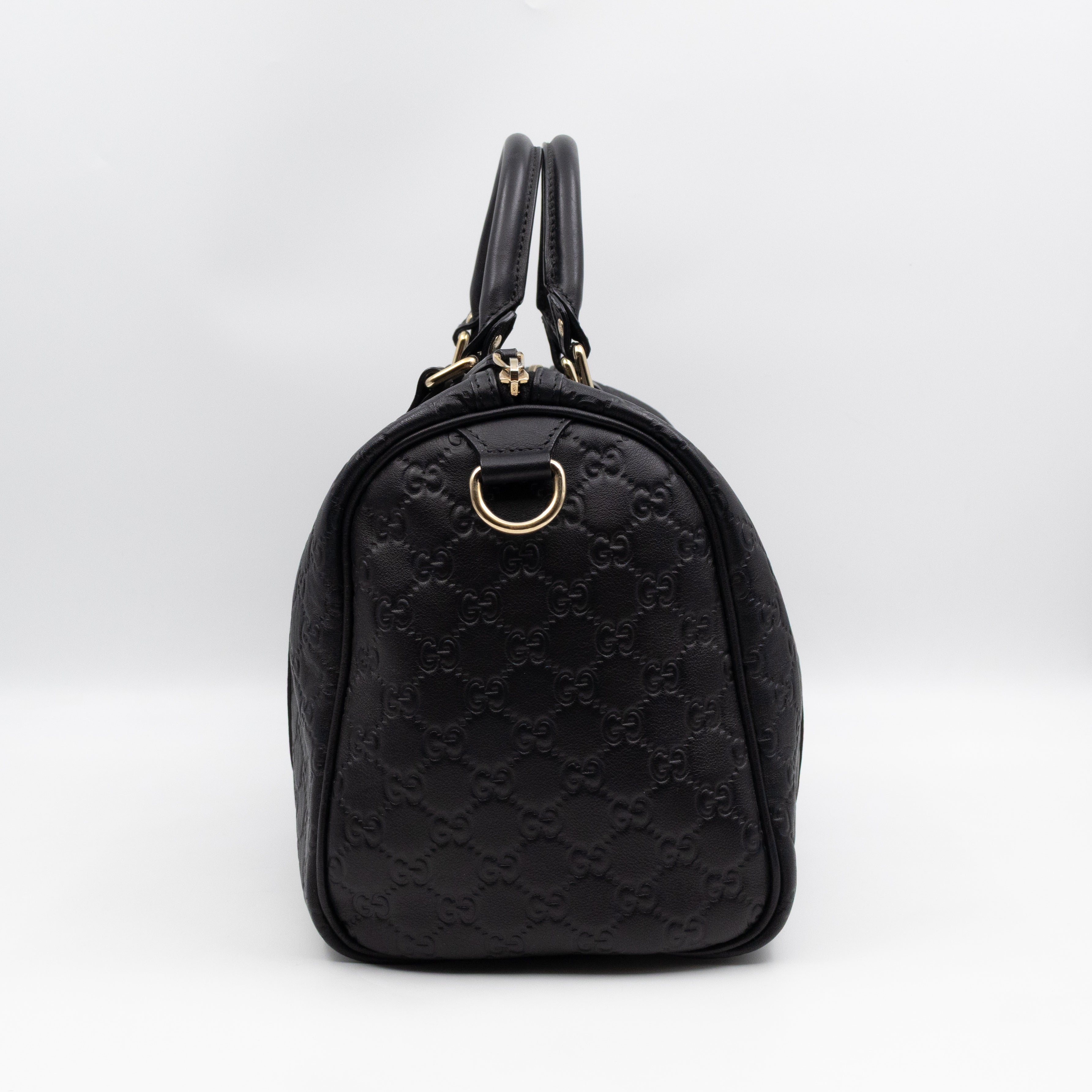 Medium Boston Bag Black Guccissima Leather