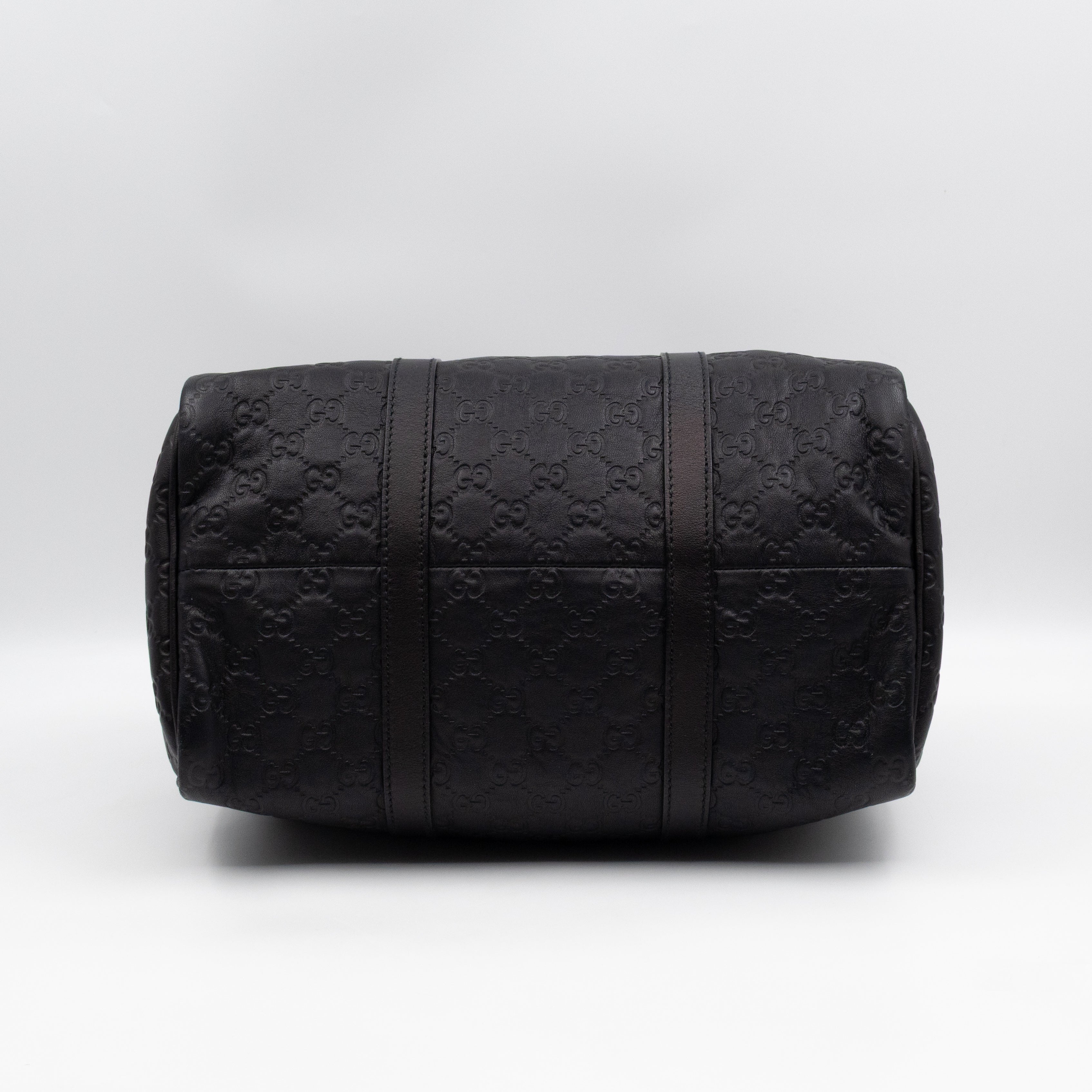 Medium Boston Bag Black Guccissima Leather