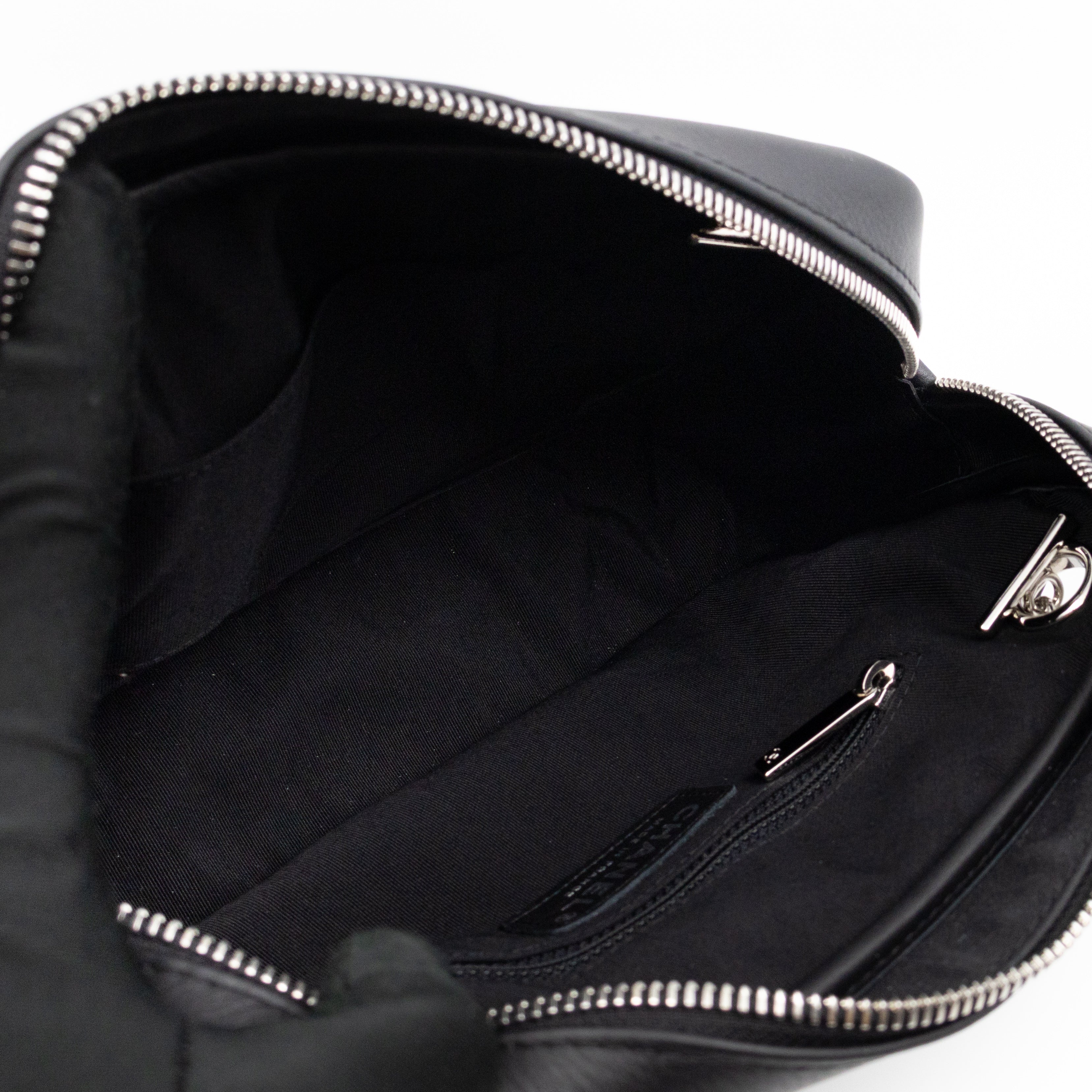 Camera Case Diagonal Chevron Black Calfskin Leather