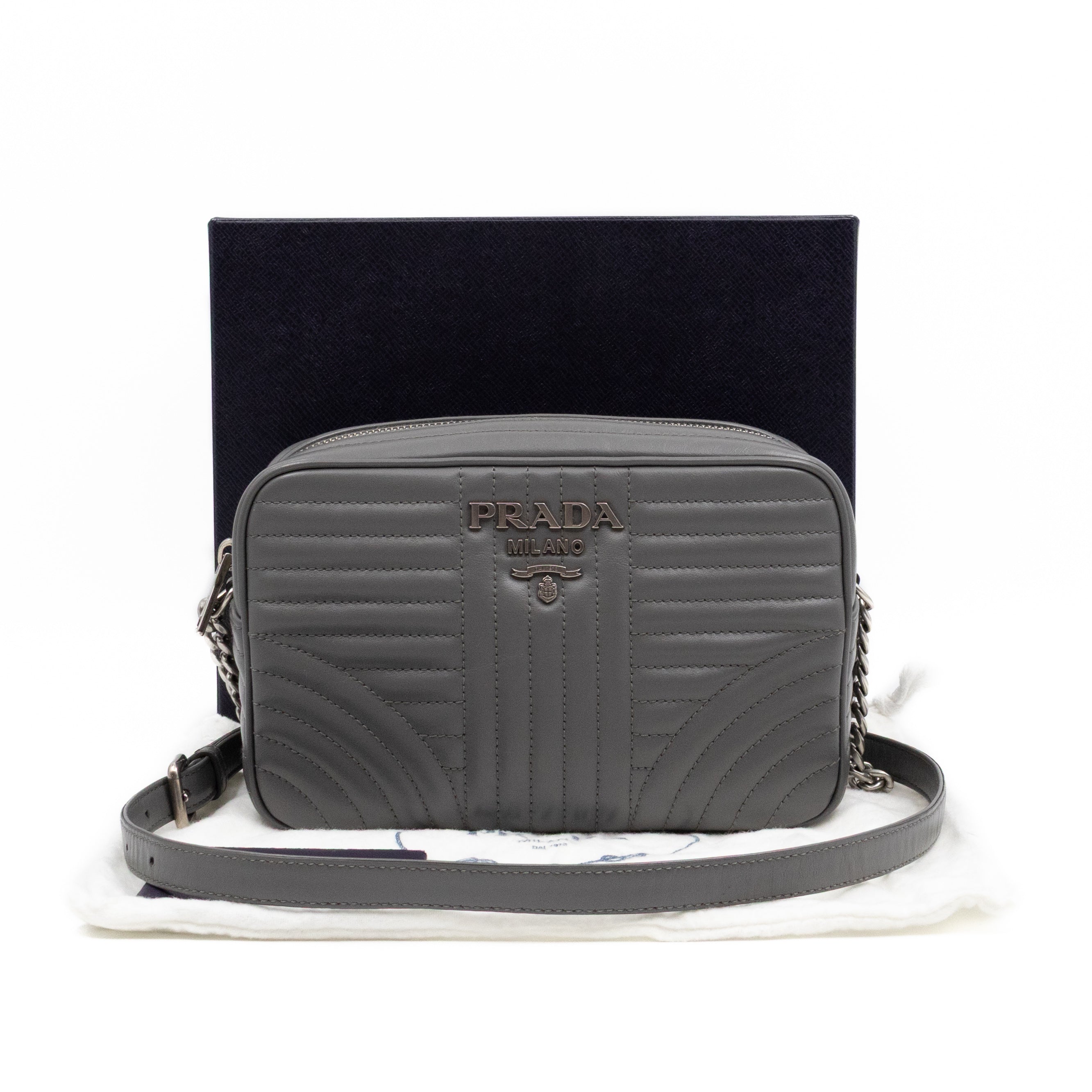 Diagramme Crossbody Bag Grey Leather