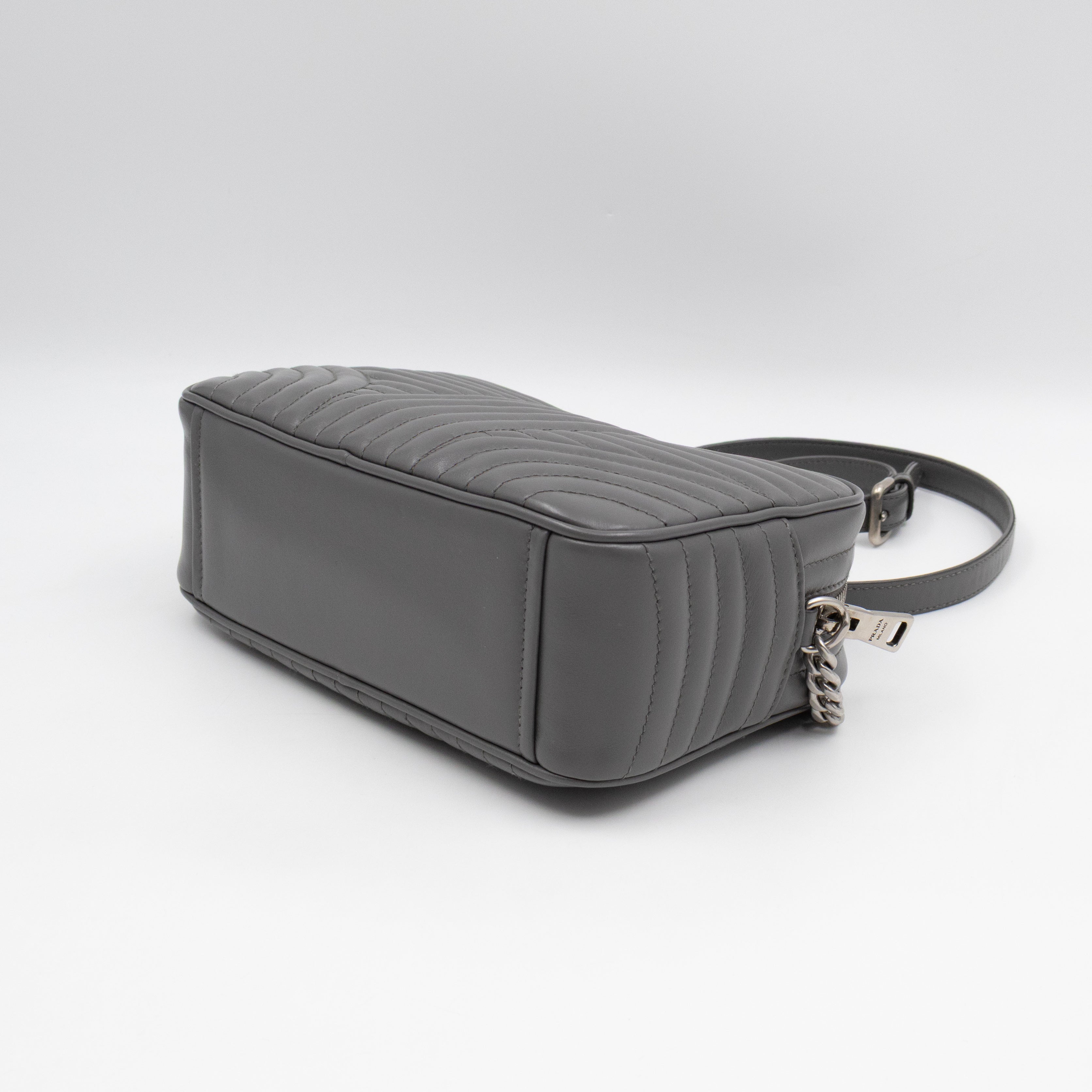 Diagramme Crossbody Bag Grey Leather