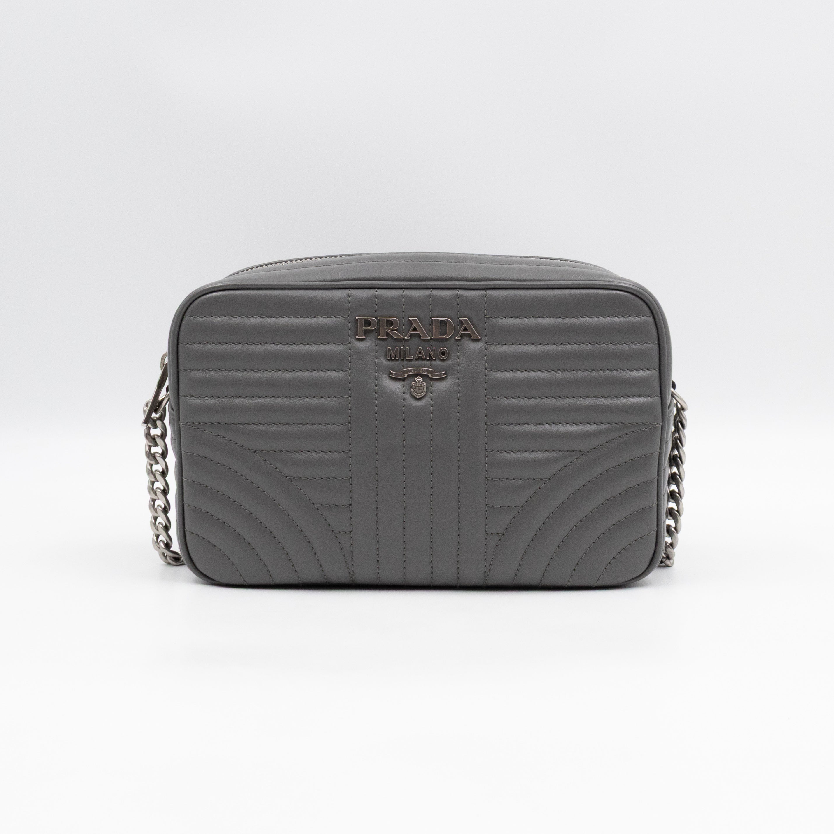 Diagramme Crossbody Bag Grey Leather