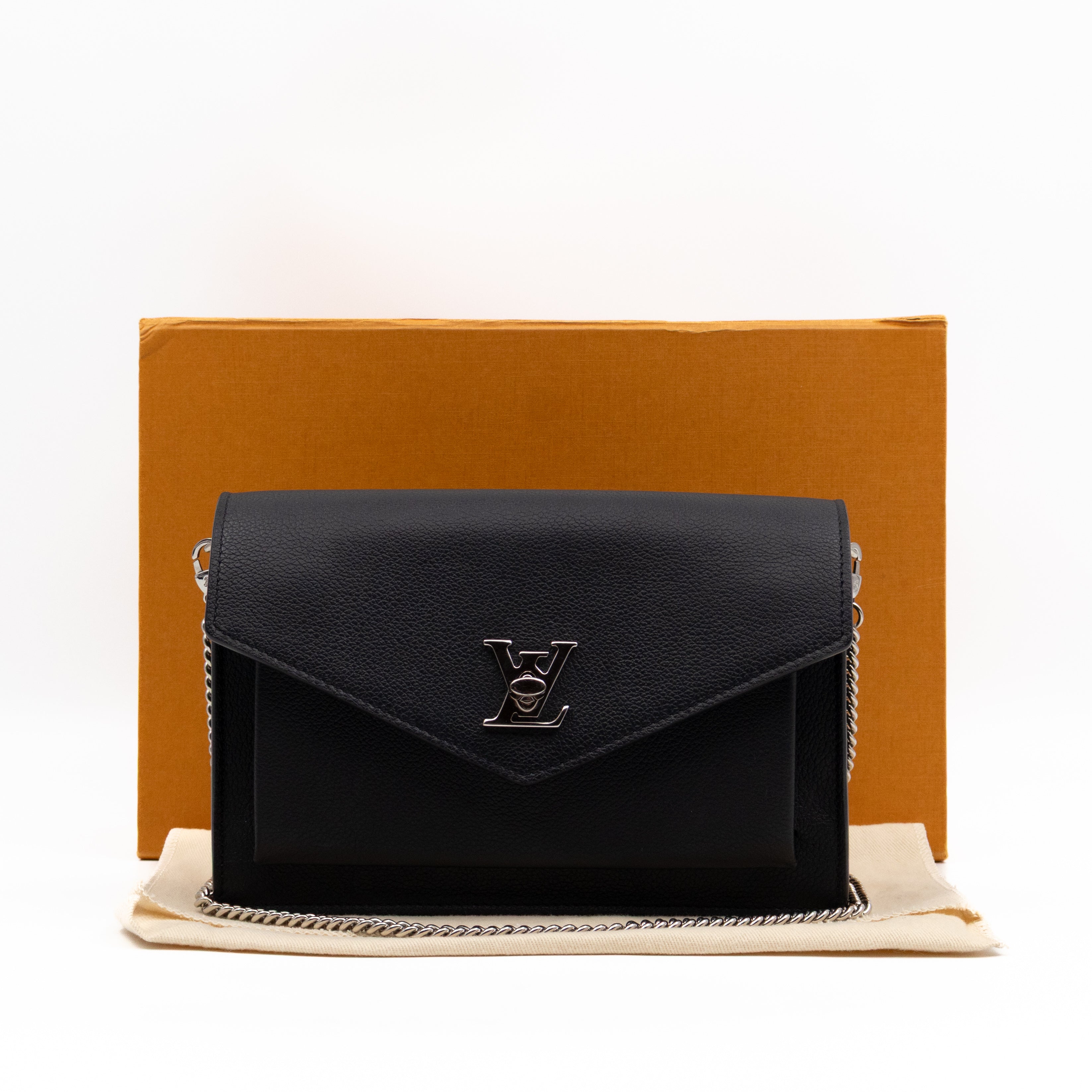 Mylockme Chain Pochette Black Leather