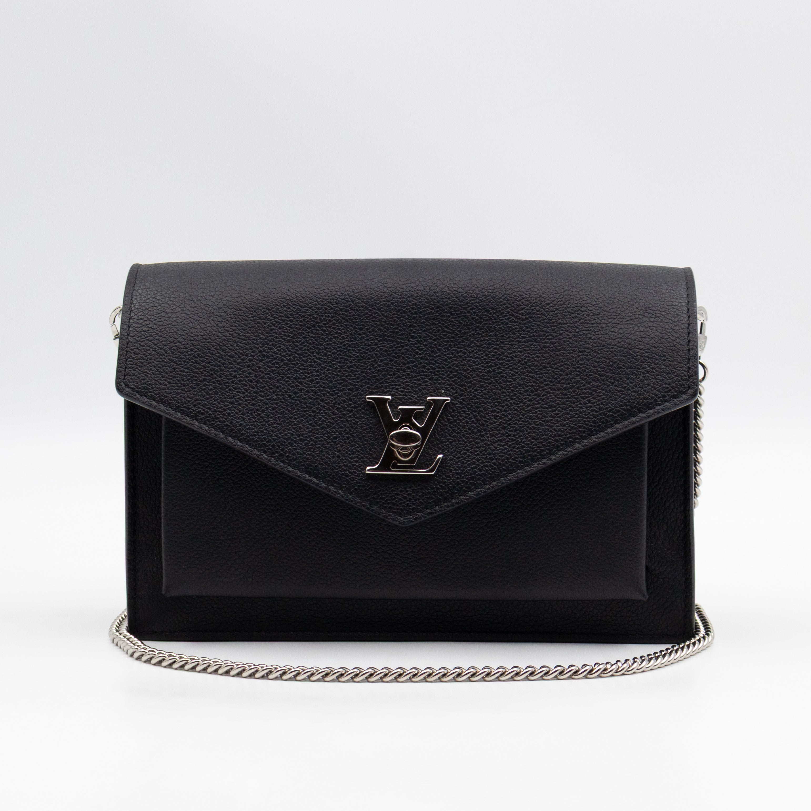 Mylockme Chain Pochette Black Leather