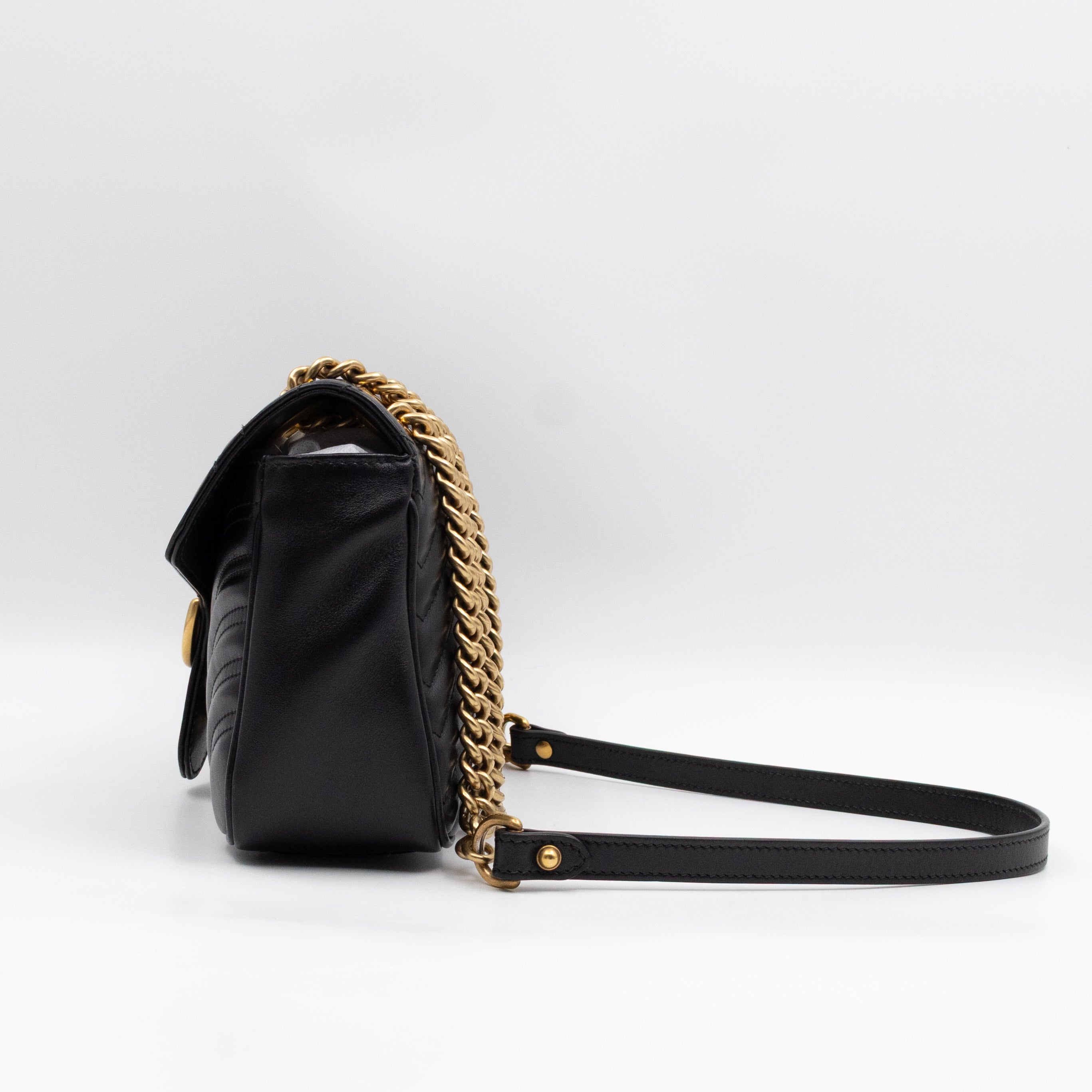 GG Marmont Flap Medium Black Leather
