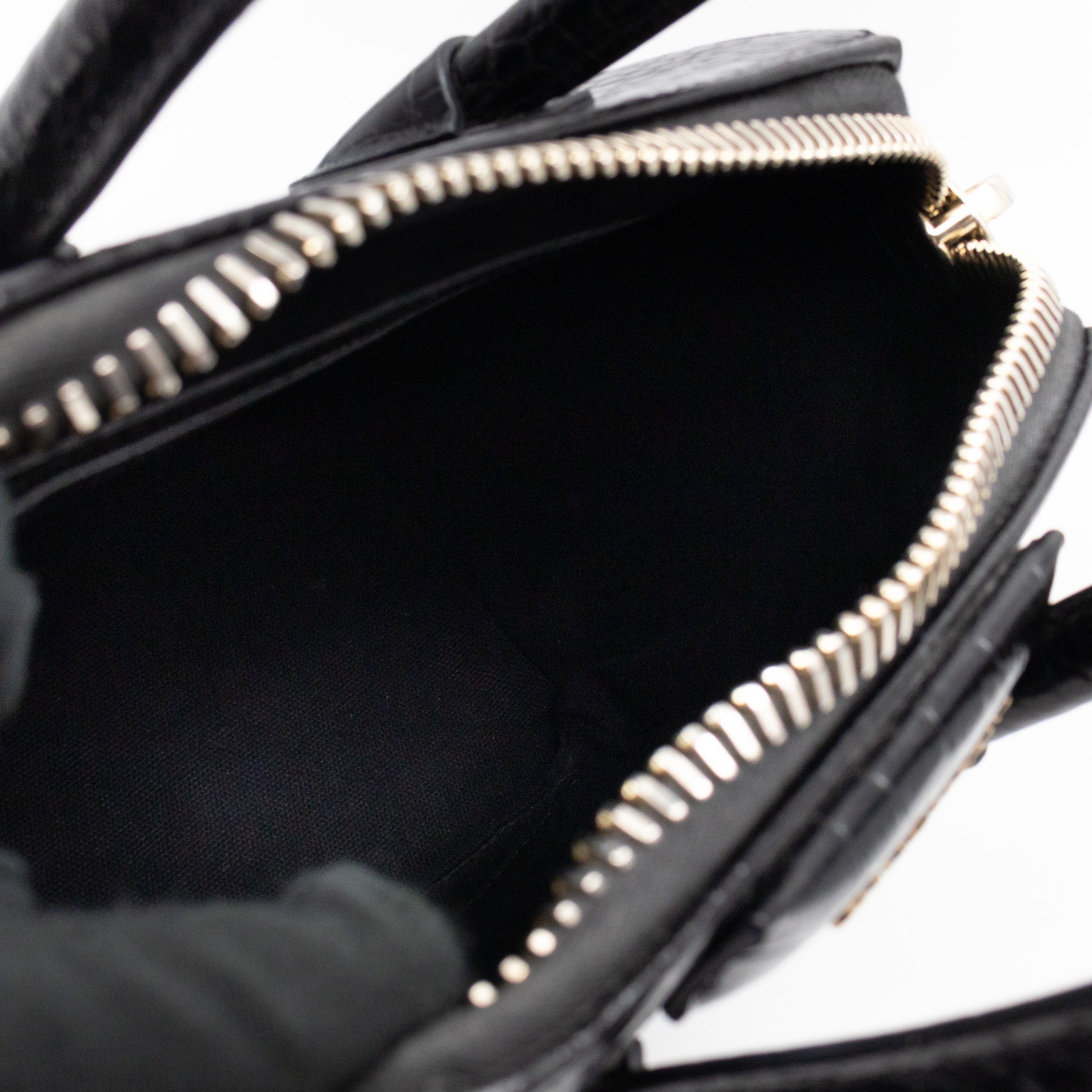 Antigona Mini Black Croc Embossed Leather