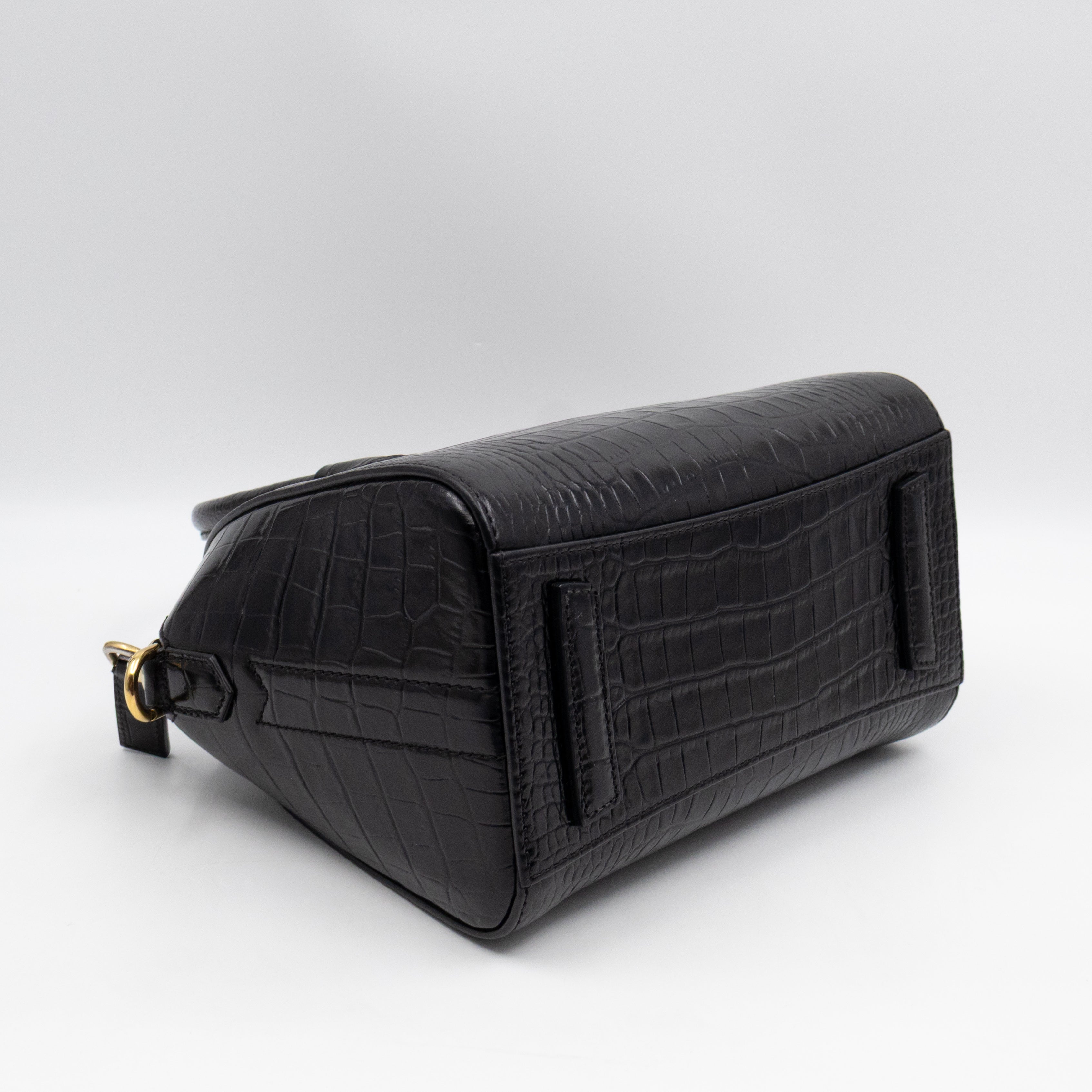 Antigona Mini Black Croc Embossed Leather