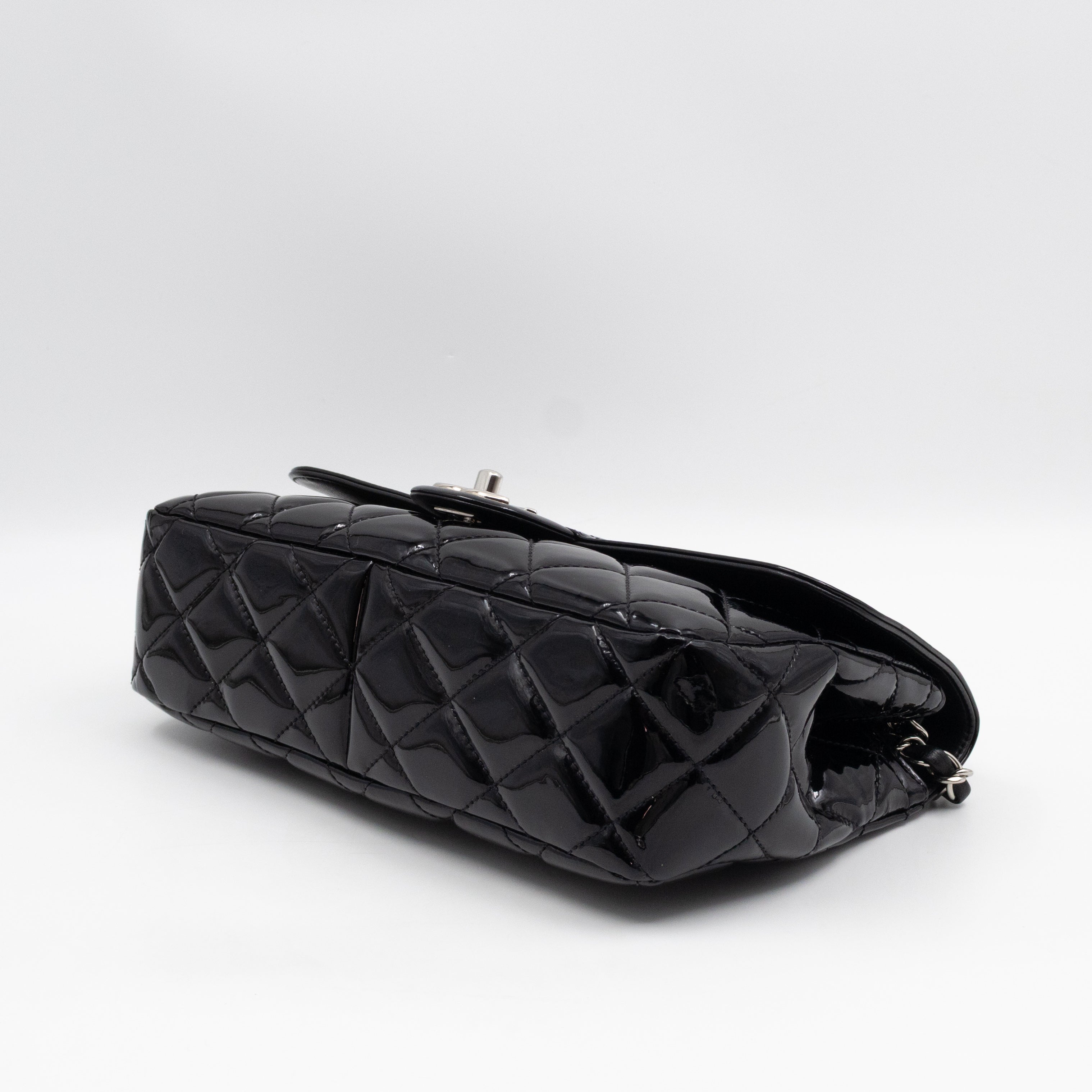 Coco Shine Single Flap Bag Black Patent Leather