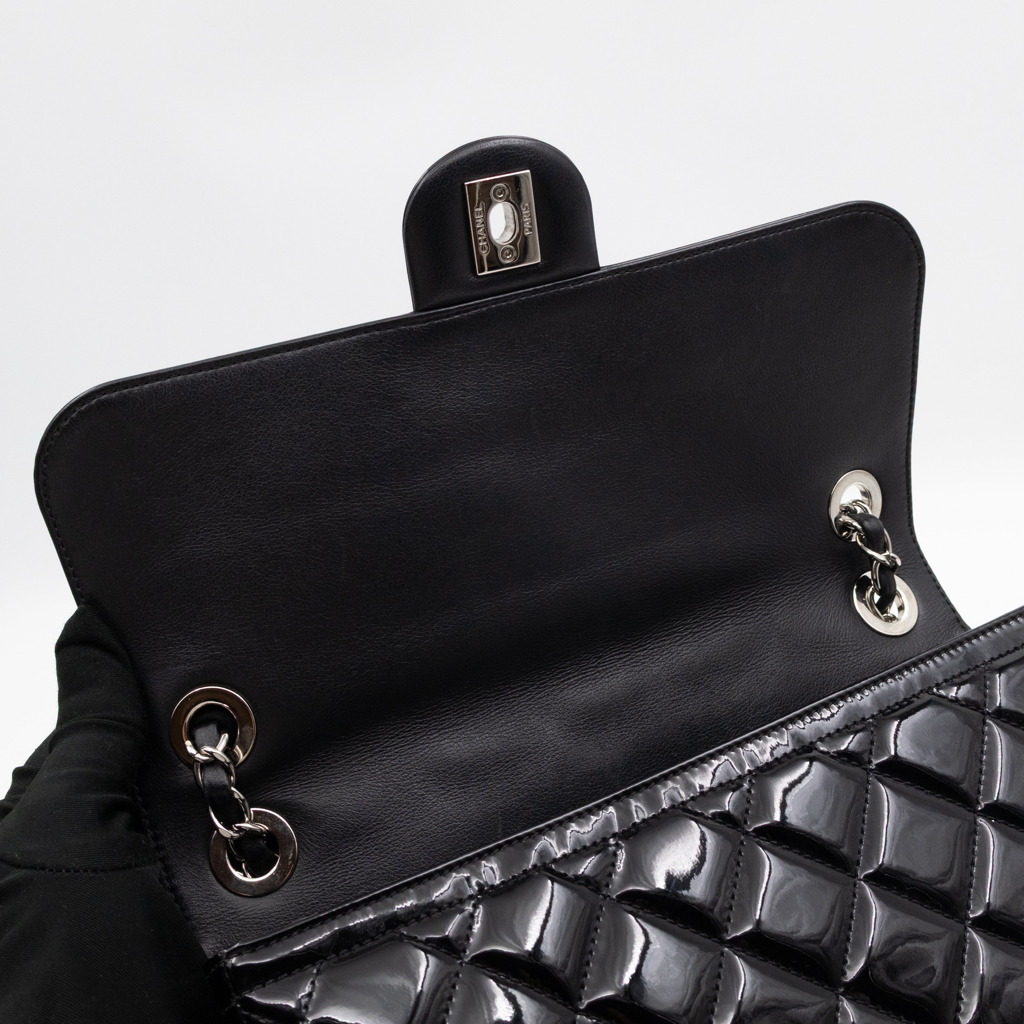 Coco Shine Single Flap Bag Black Patent Leather