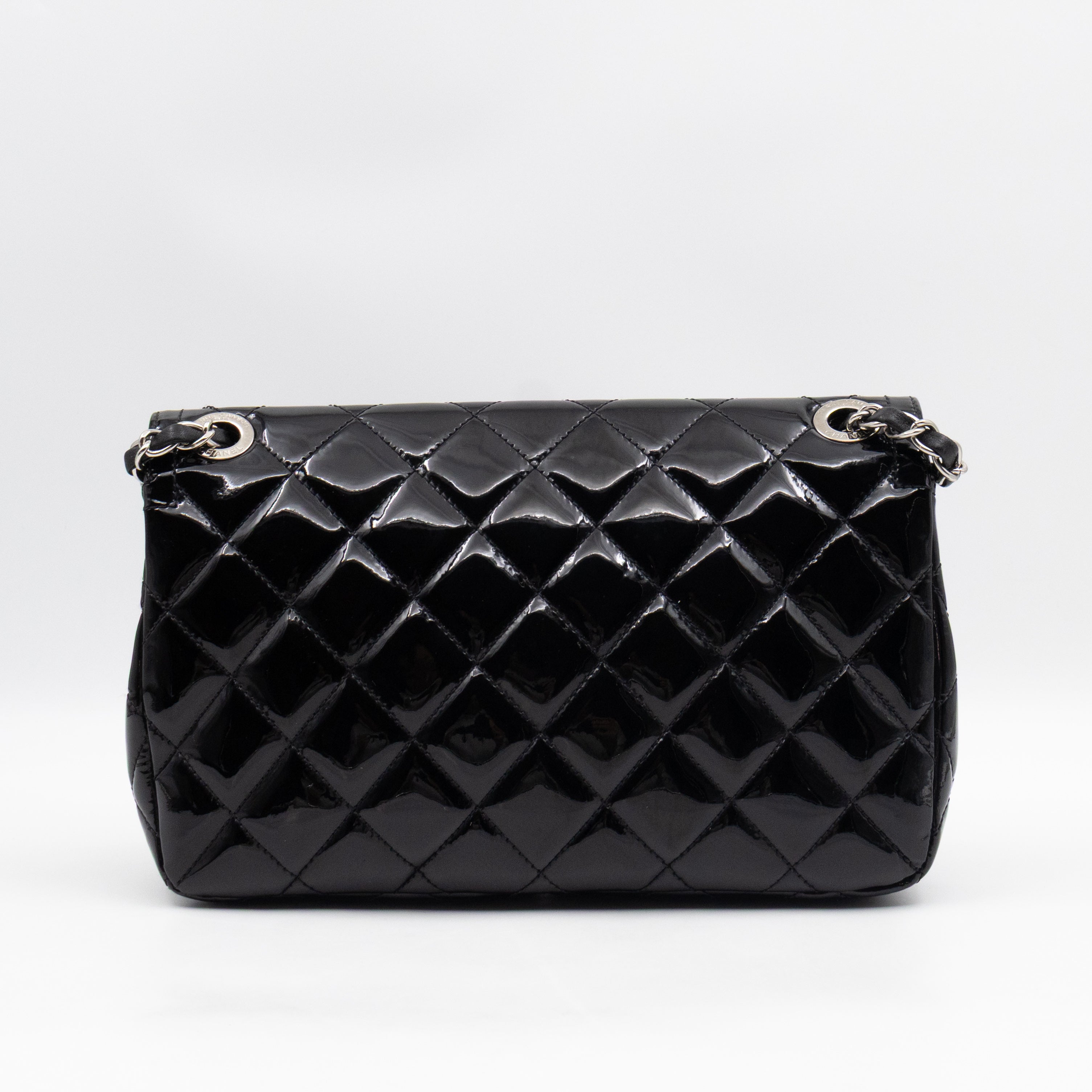 Coco Shine Single Flap Bag Black Patent Leather