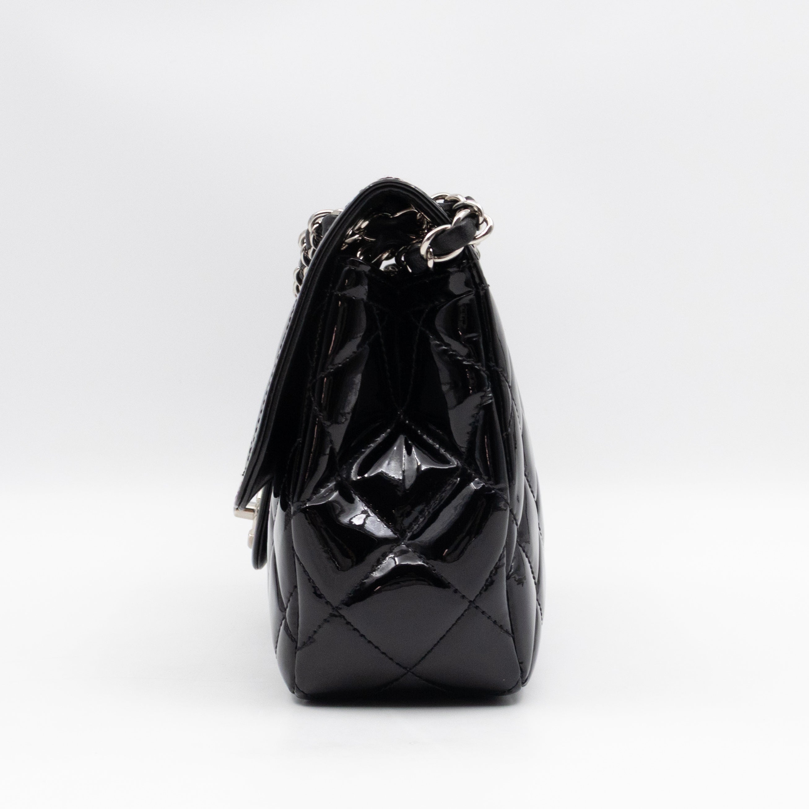 Coco Shine Single Flap Bag Black Patent Leather
