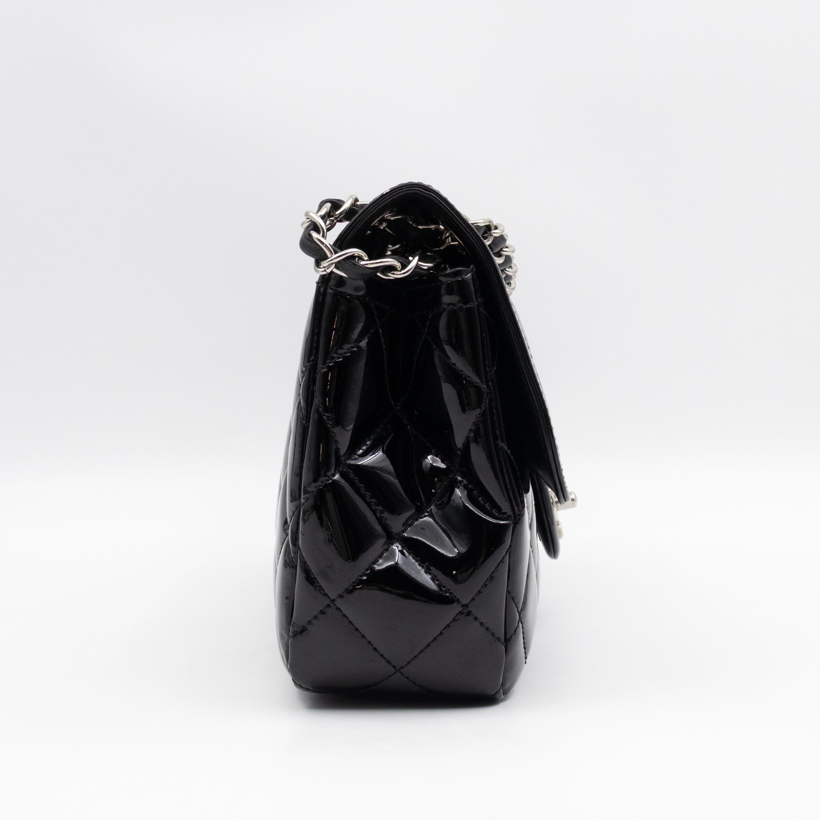 Coco Shine Single Flap Bag Black Patent Leather